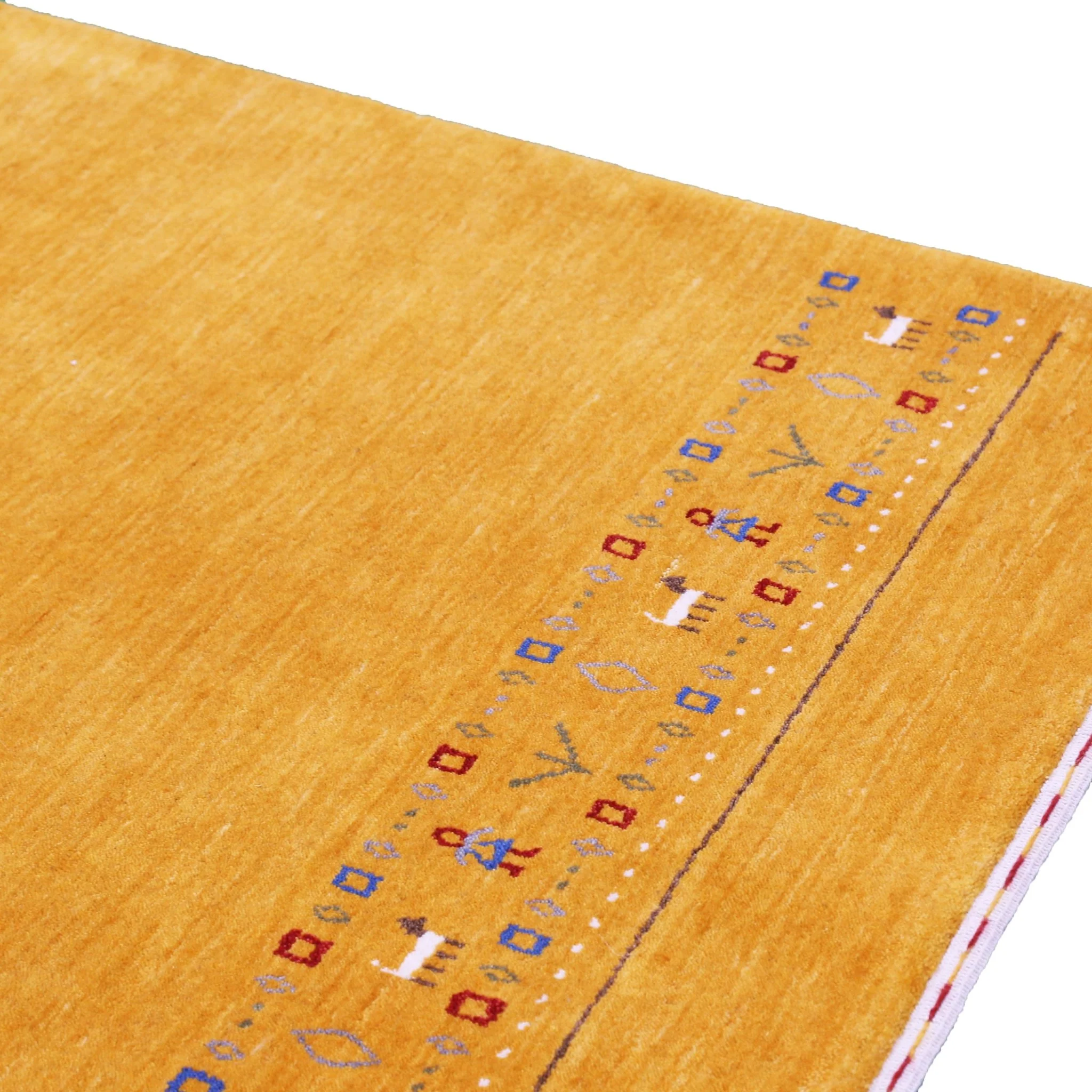 Gold And Blue Modern Design Hand Loomed Wool Area Rug - Image 6