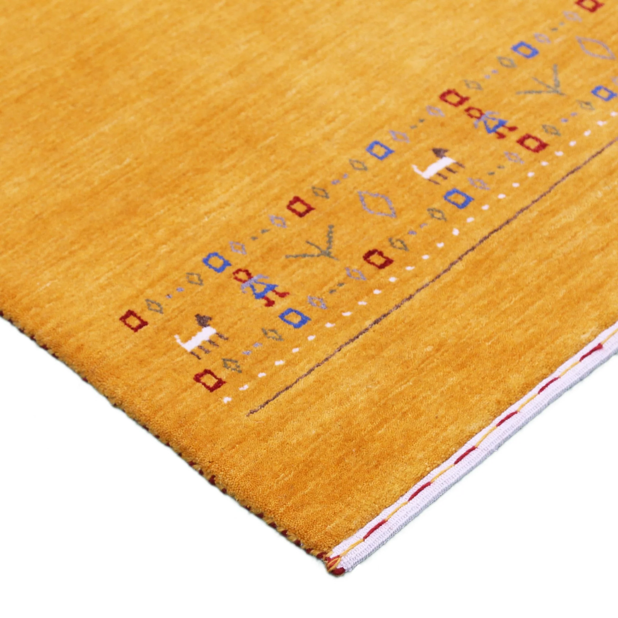 Gold And Blue Modern Design Hand Loomed Wool Area Rug - Image 7