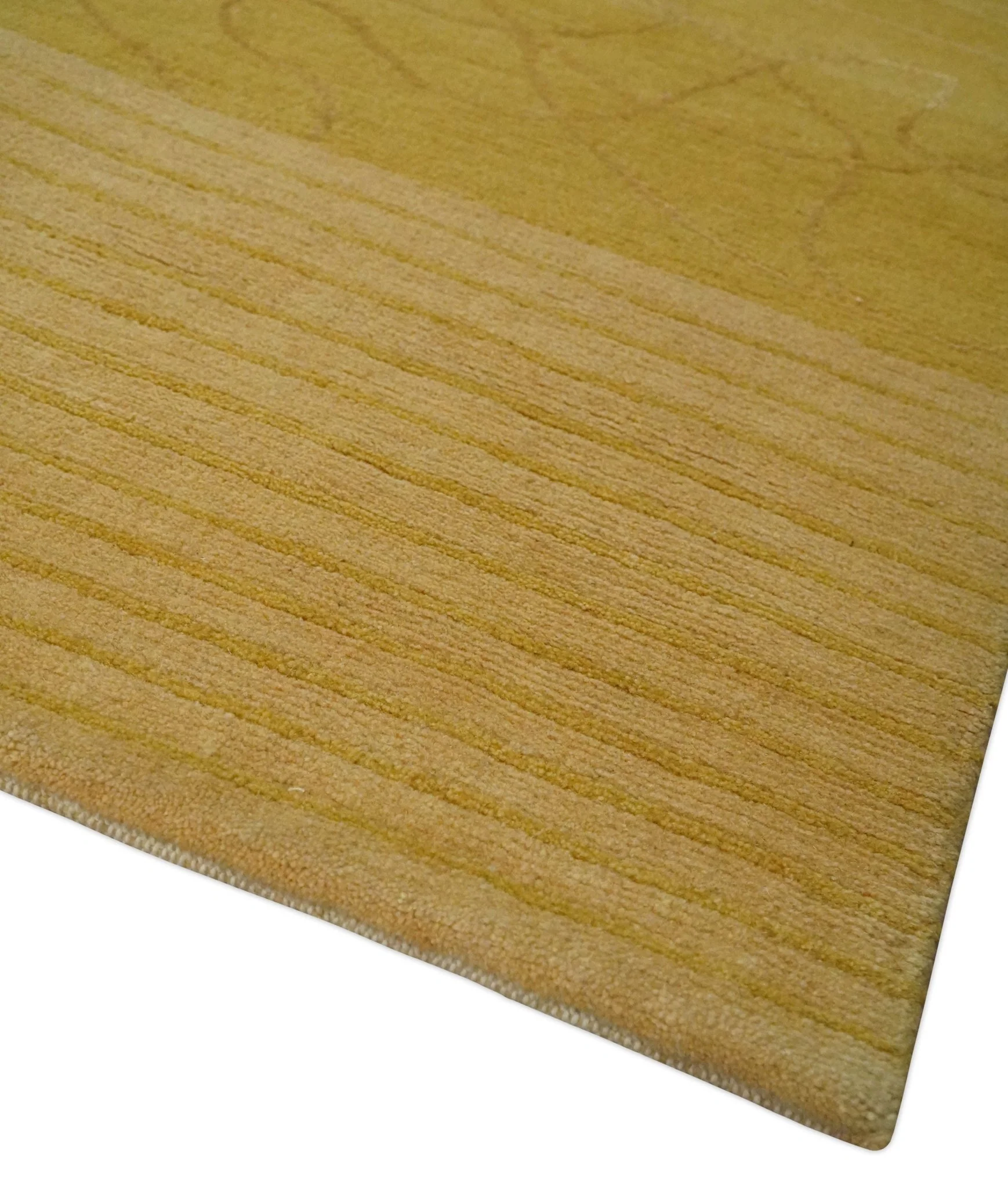Gold and Brown Hand knotted Stripes 4x6 wool and Art Silk area Rug - Image 5
