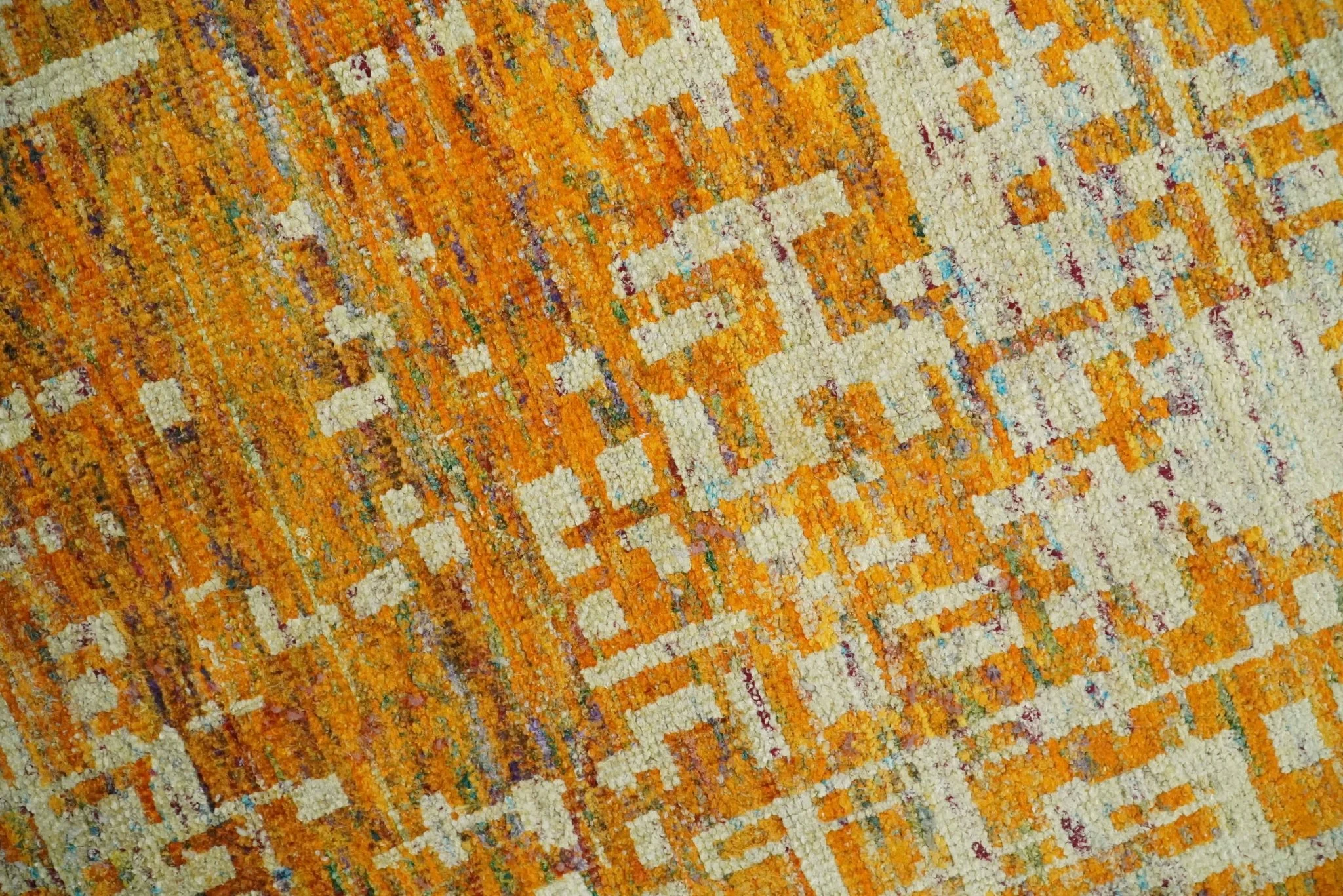 6x9 Gold and Ivory Modern Abstract Recycled wool Area Rug - Image 4