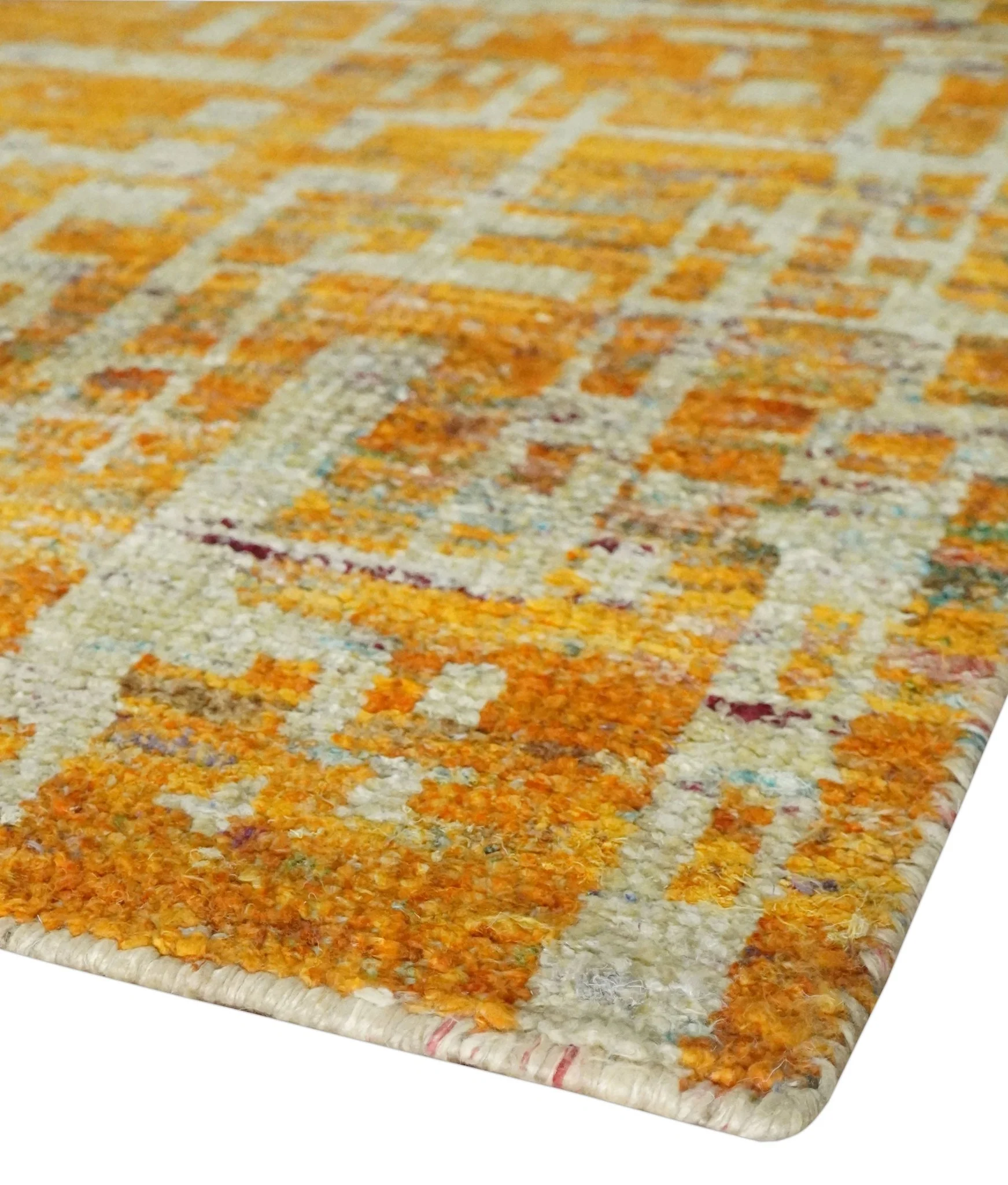 6x9 Gold and Ivory Modern Abstract Recycled wool Area Rug - Image 5