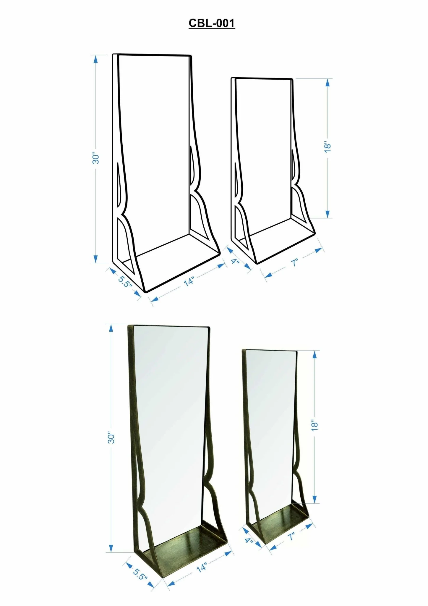 Gold and Taupe Rectangle Frame Stand Mirror - Image 2