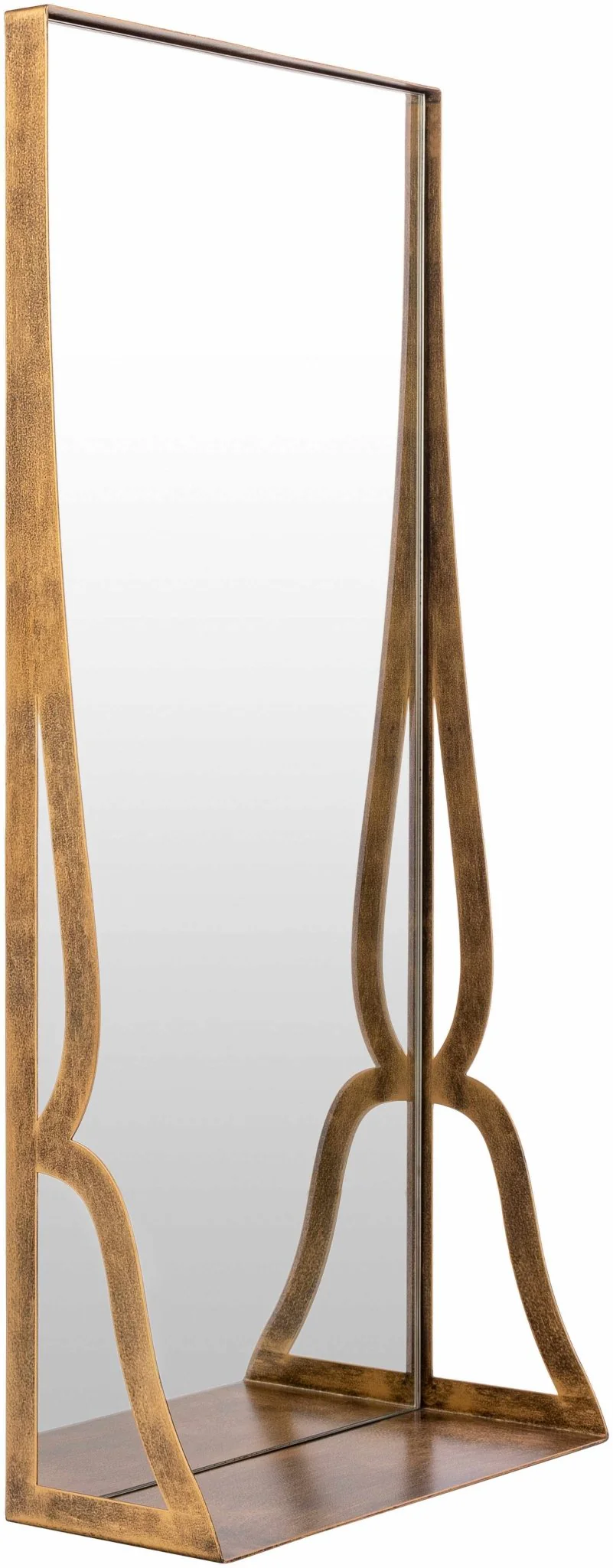 Gold and Taupe Rectangle Frame Stand Mirror - Image 5