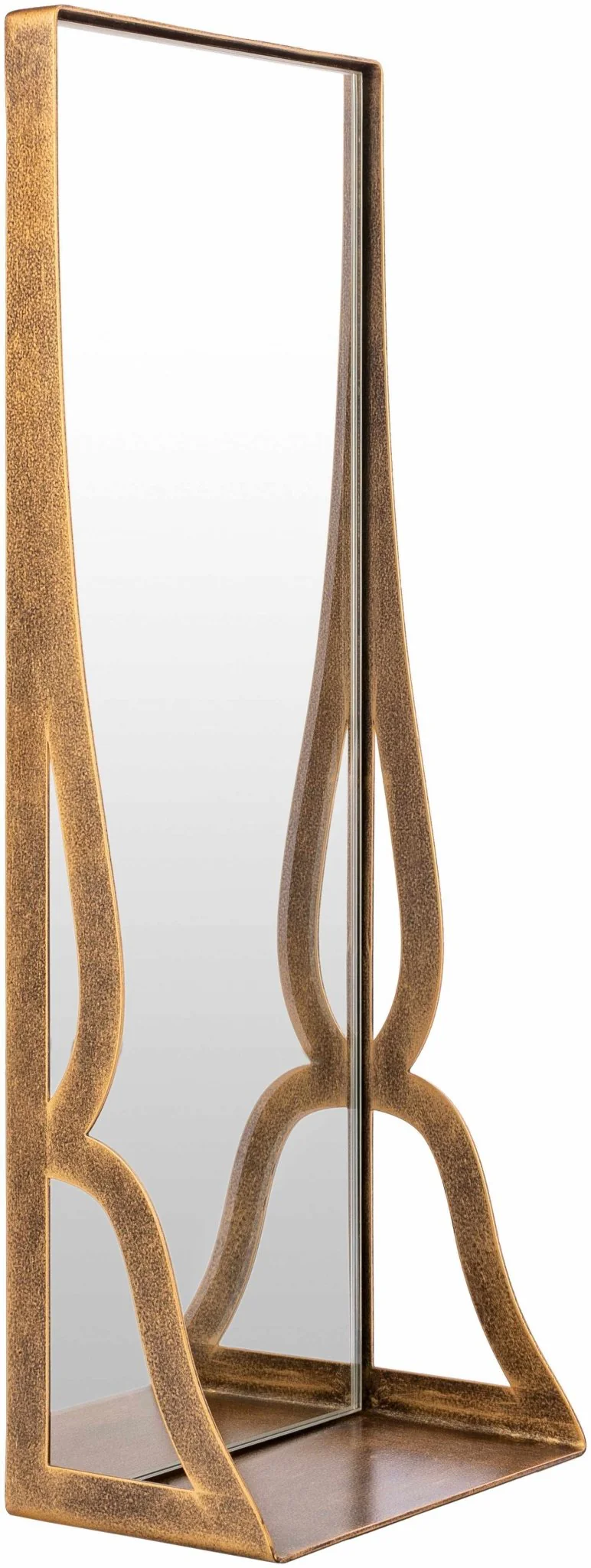 Gold and Taupe Rectangle Frame Stand Mirror - Image 6