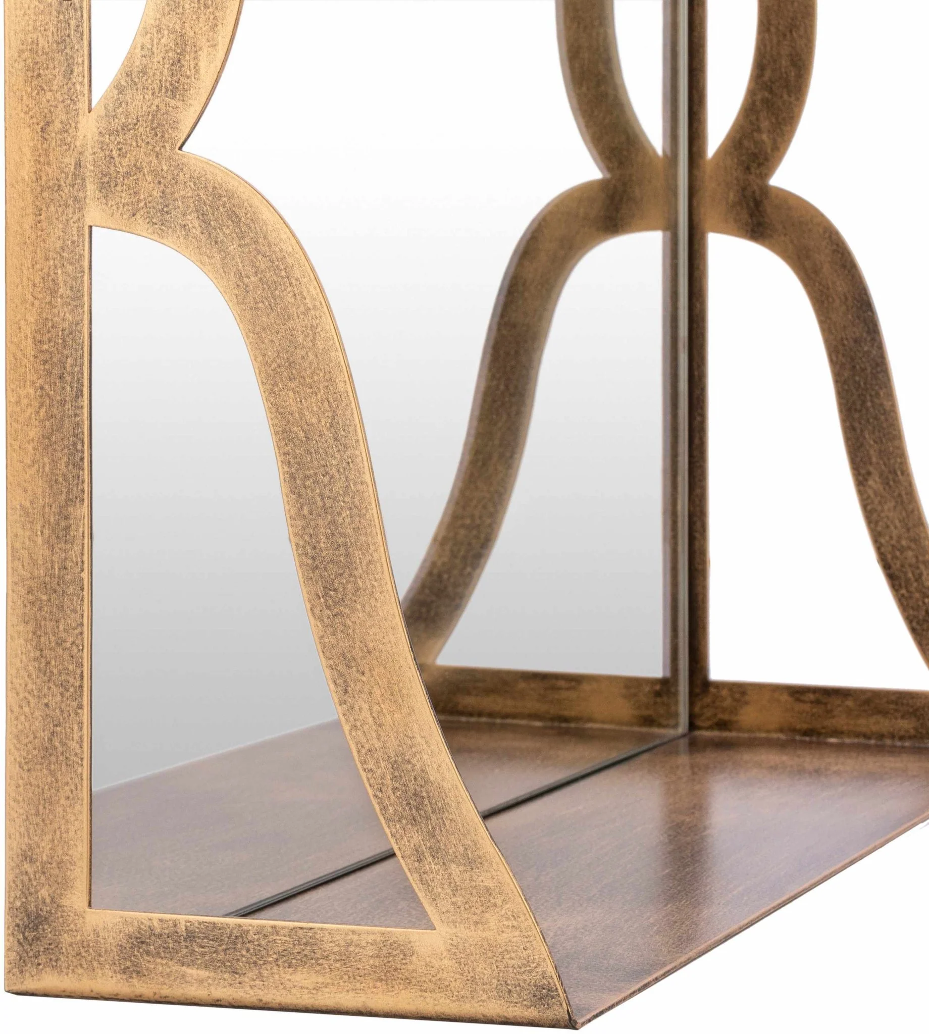 Gold and Taupe Rectangle Frame Stand Mirror - Image 7