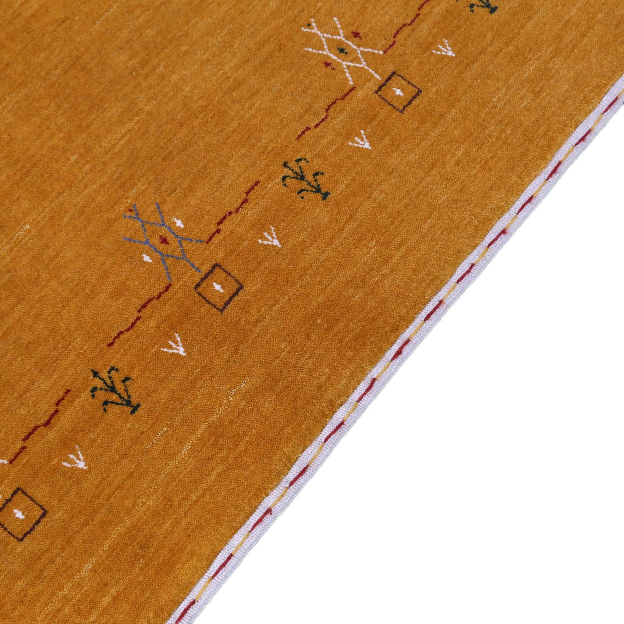 Gold Contemporary Gabbeh Border Design Hand Loomed Wool Area Rug - Image 9