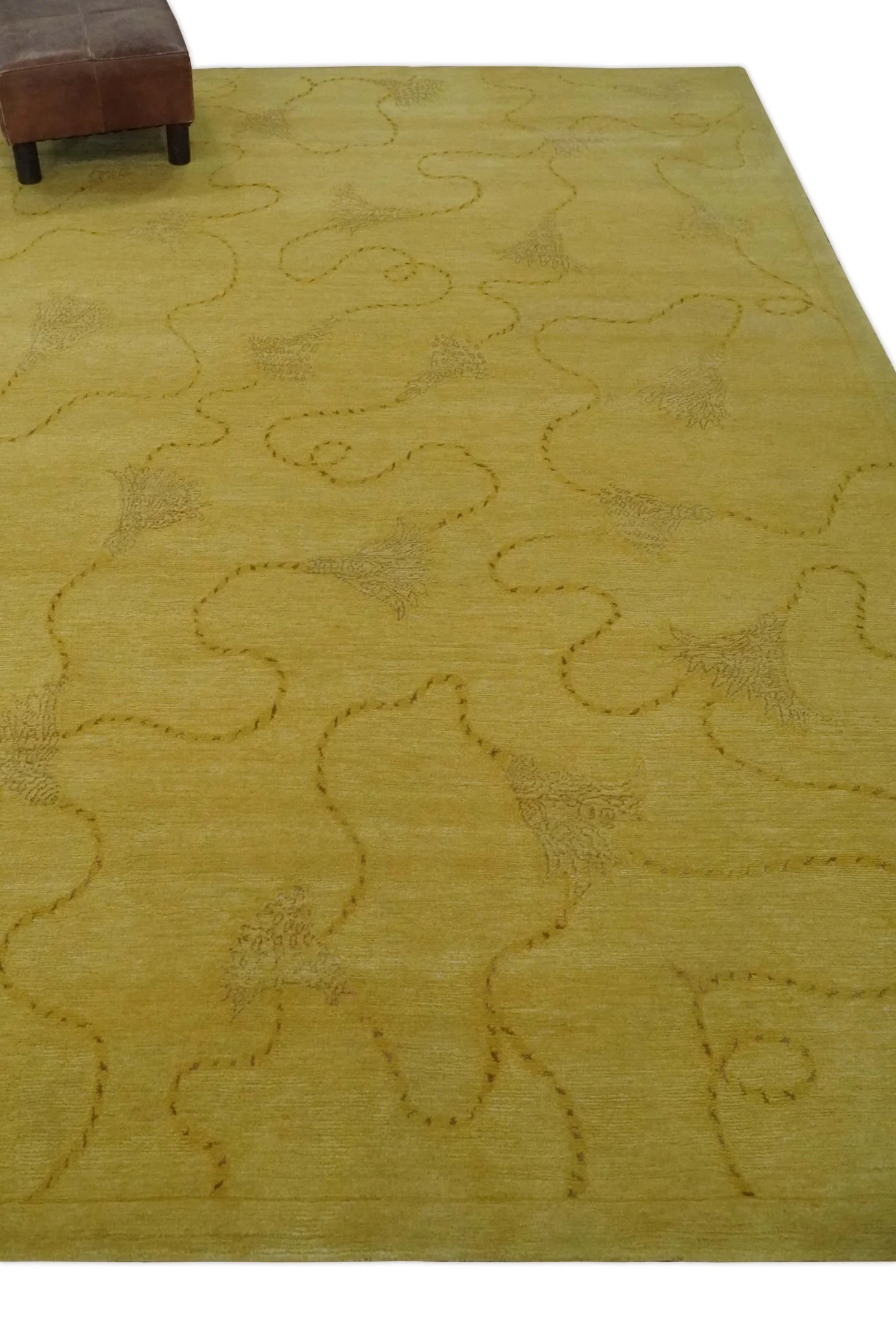 Gold Hand knotted contemporary 6x9 wool And Art Silk Area Rug - Image 4