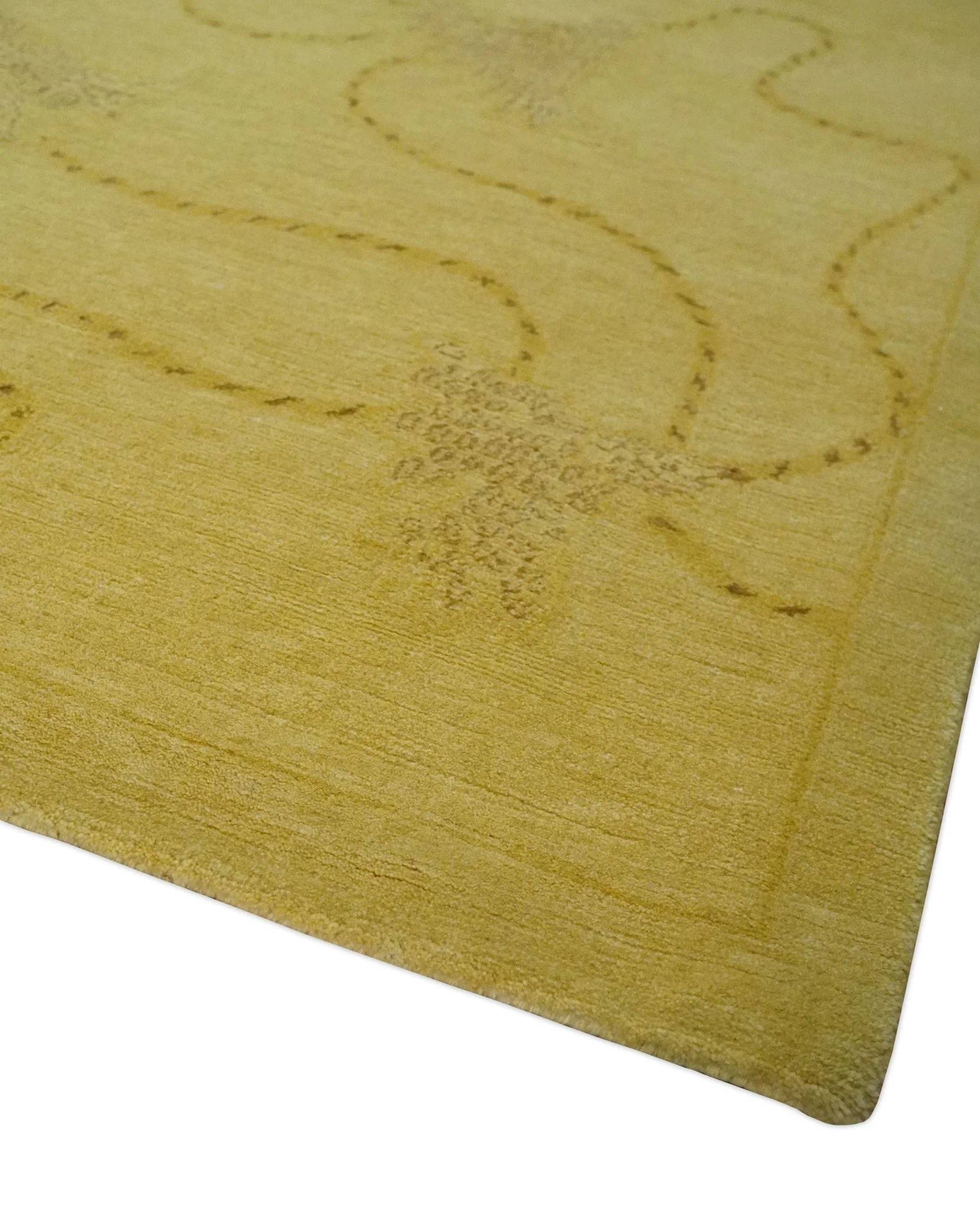 Gold Hand knotted contemporary 6x9 wool And Art Silk Area Rug - Image 6