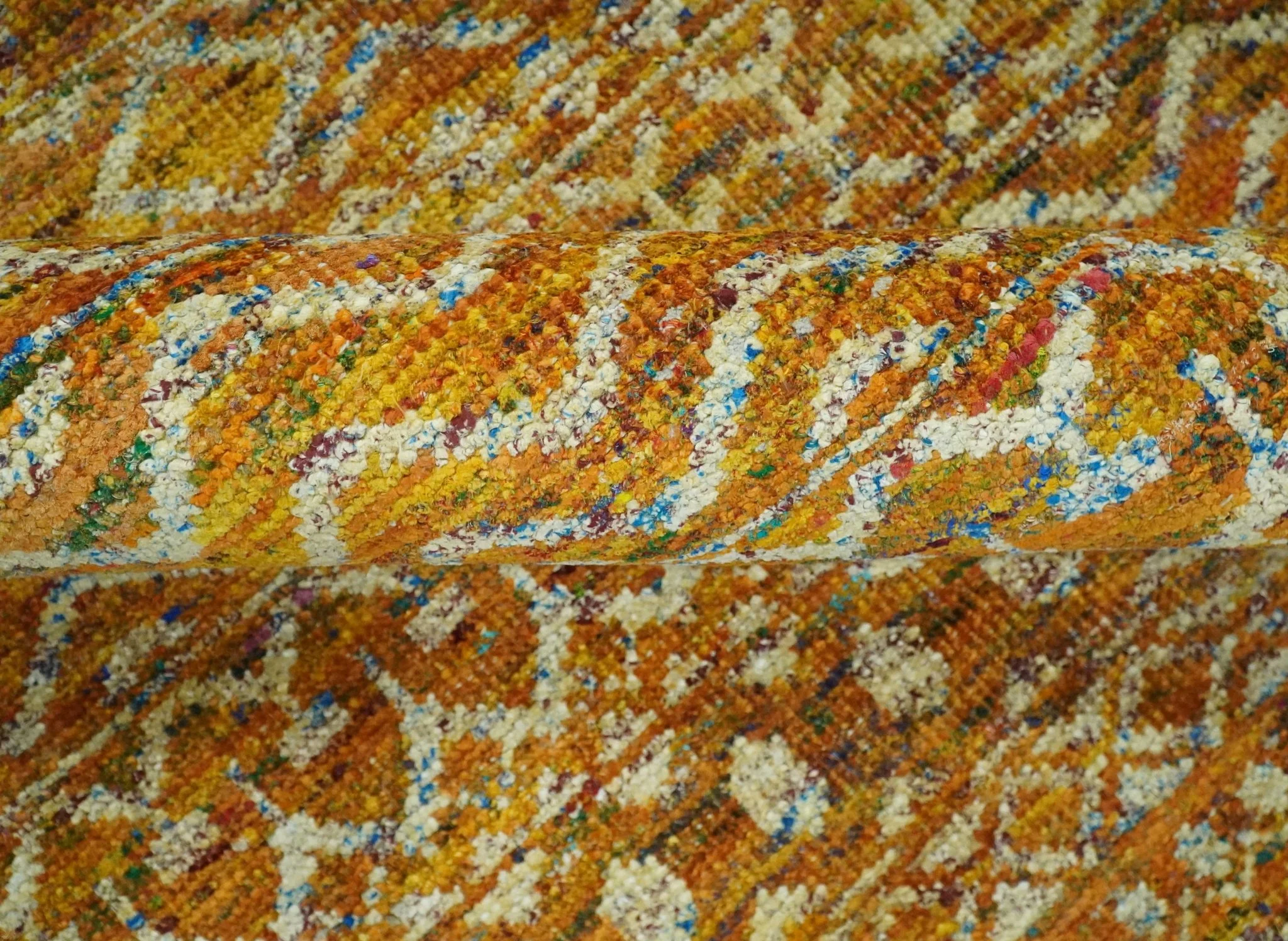 5.6x8.6 Hand Knotted Gold, Ivory and Rust Southwestern Tribal Trellis wool Area Rug - Image 6