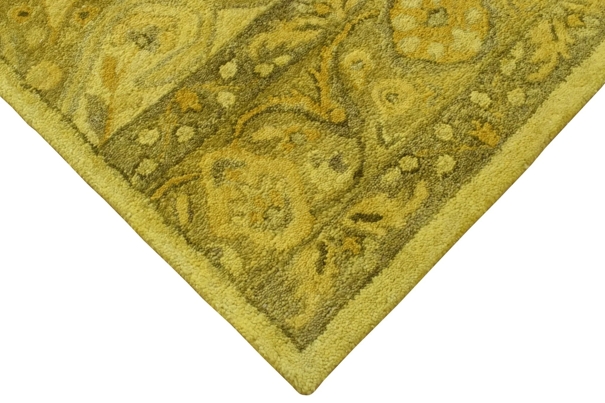 Gold Traditional Floral Design Hand Tufted Overdyed Wool Area Rug - Image 5