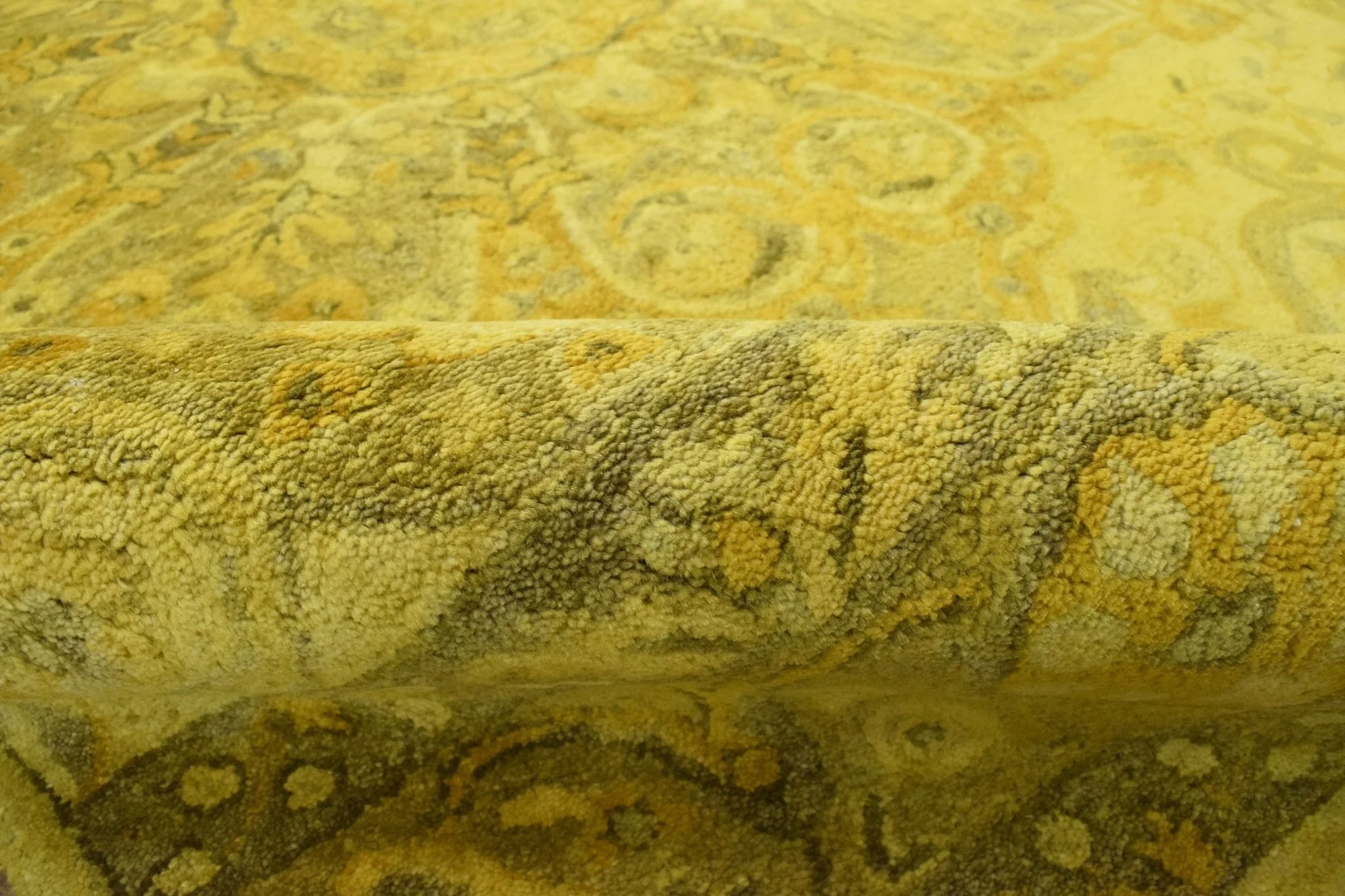 Gold Traditional Floral Design Hand Tufted Overdyed Wool Area Rug - Image 7