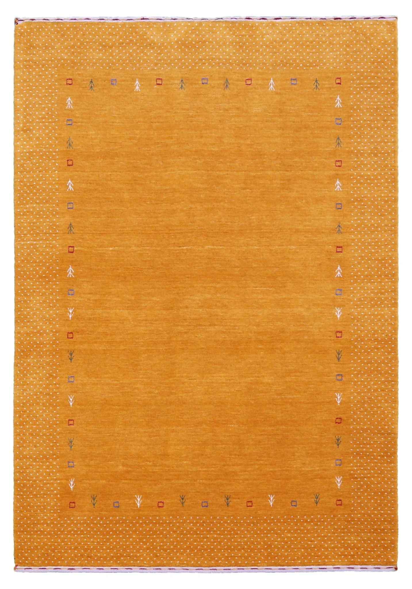 Gold Tribal Border Design Hand Loomed Wool Area Rug - Image 9