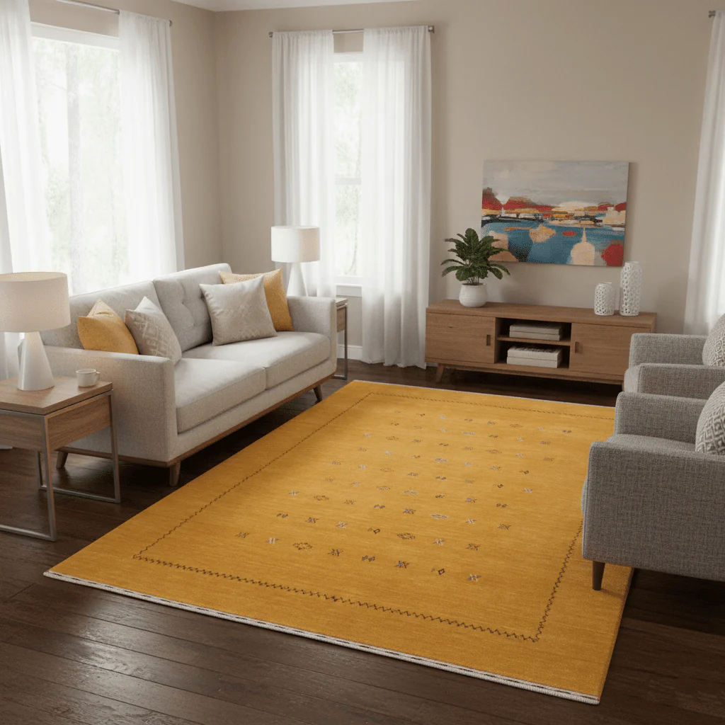 Gold Tribal Center Medallion Hand Loomed Wool Area Rug - Image 2
