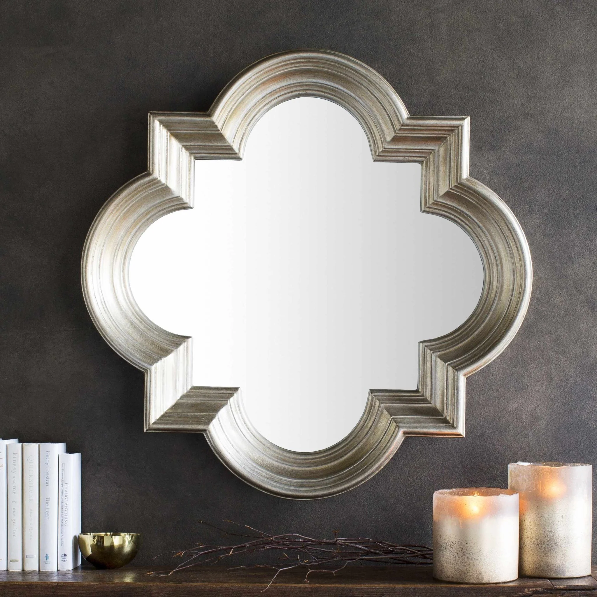 Golden scalloped shaped hanging wall mirror - Image 11