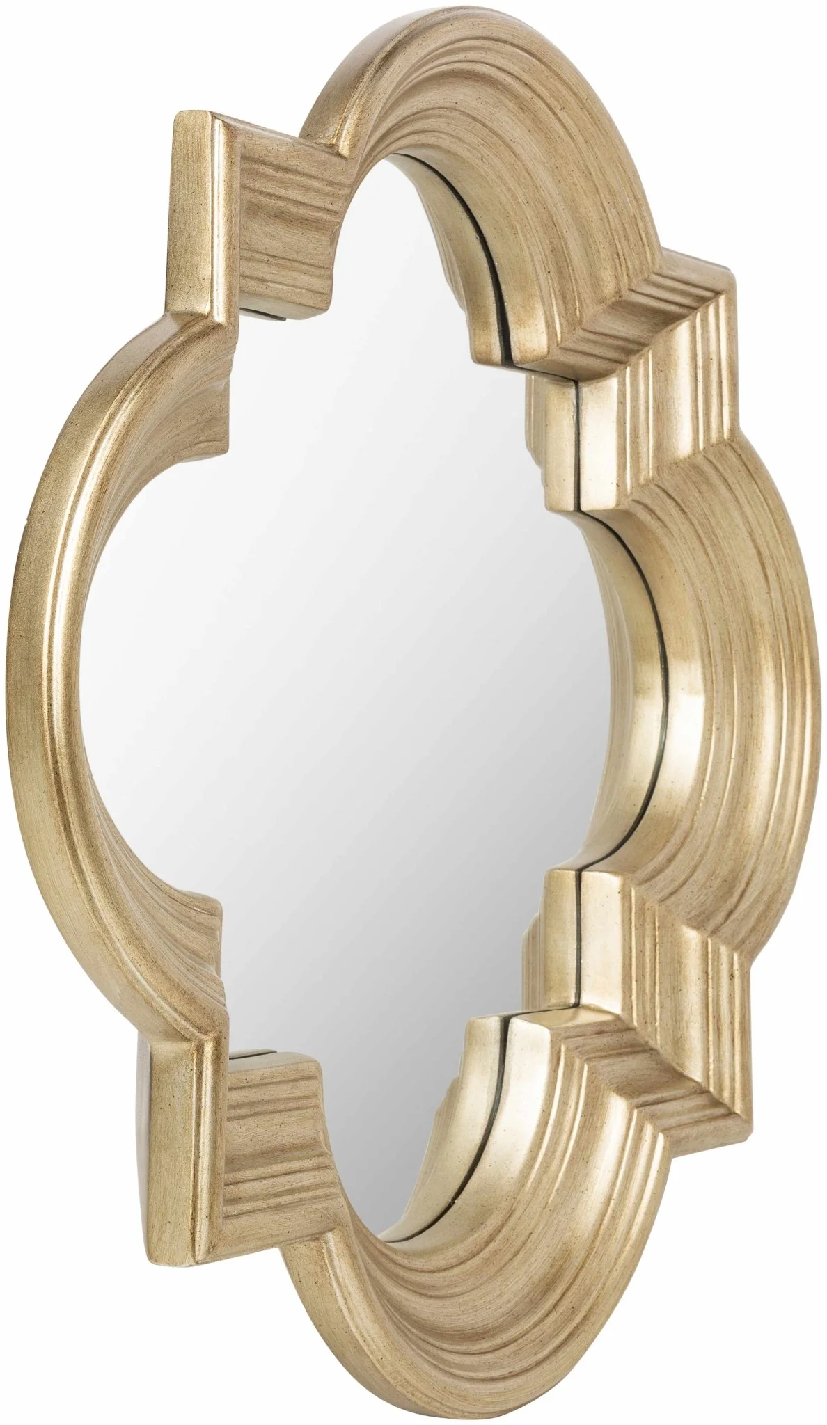 Golden scalloped shaped hanging wall mirror - Image 5