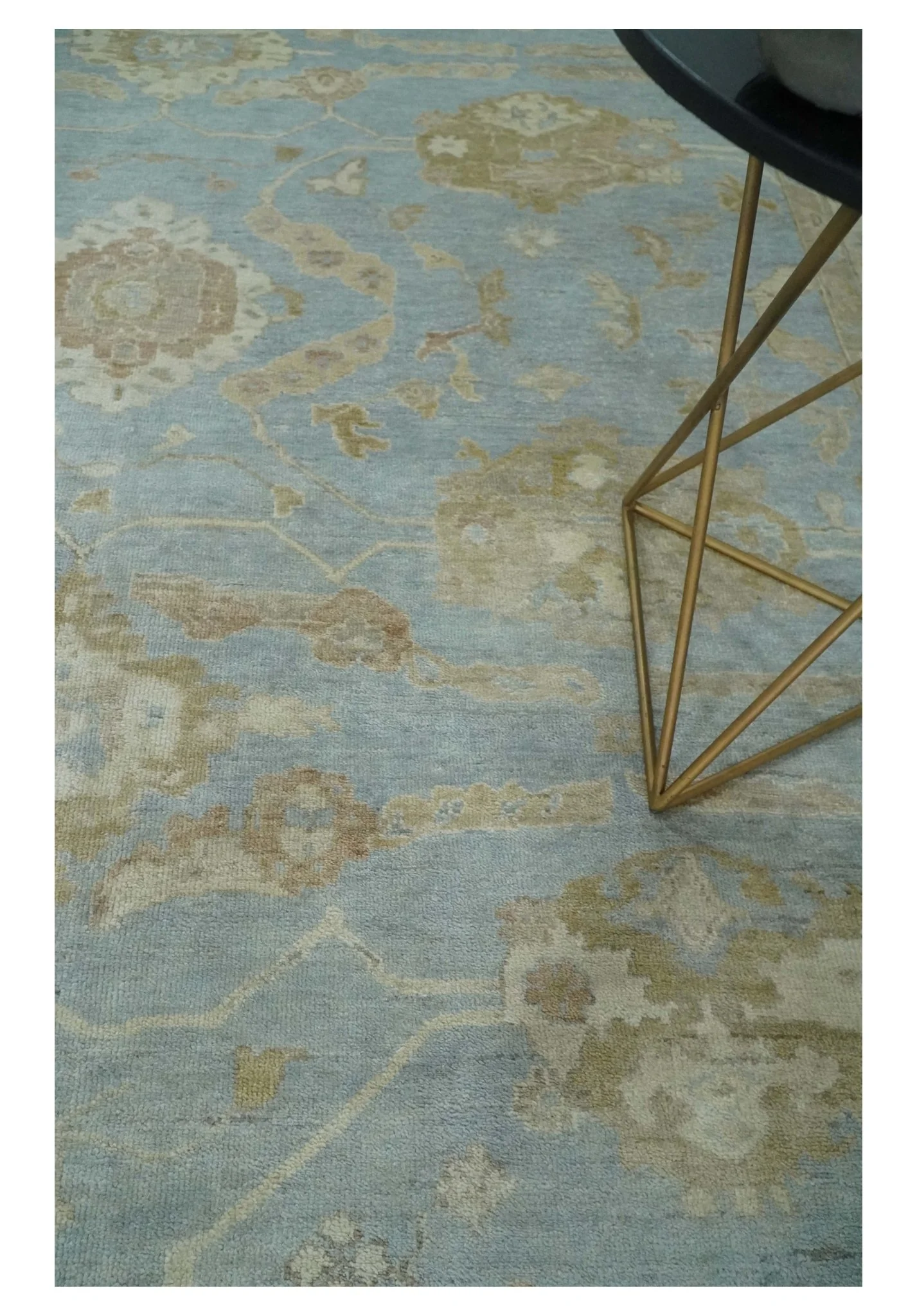 Antique style Gray and Beige Hand knotted Traditional Oushak wool Area Rug - Image 2