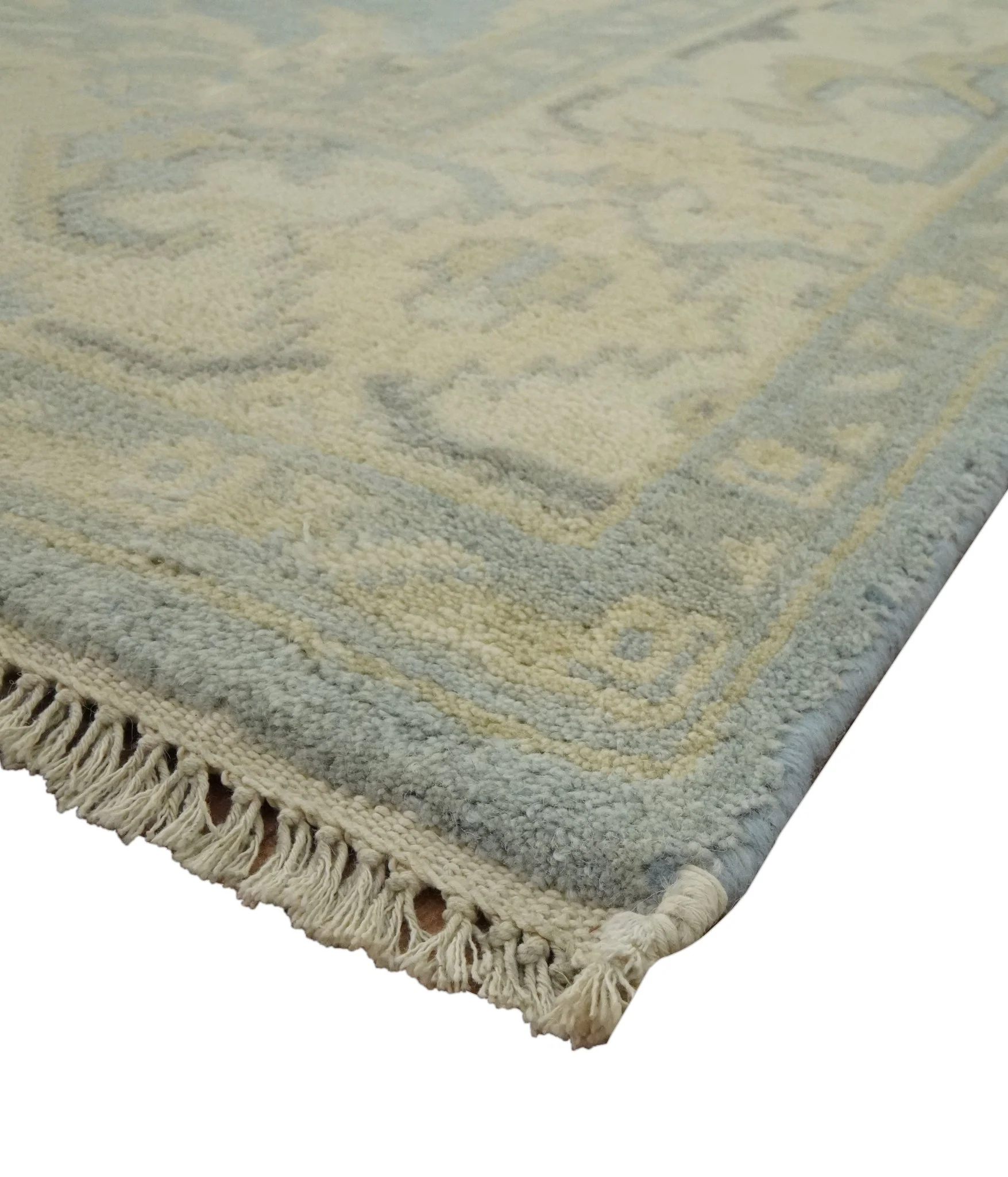 Vintage Style Hand Knotted Gray and Beige 6x9 Traditional Oriental Oushak wool rug - Image 5