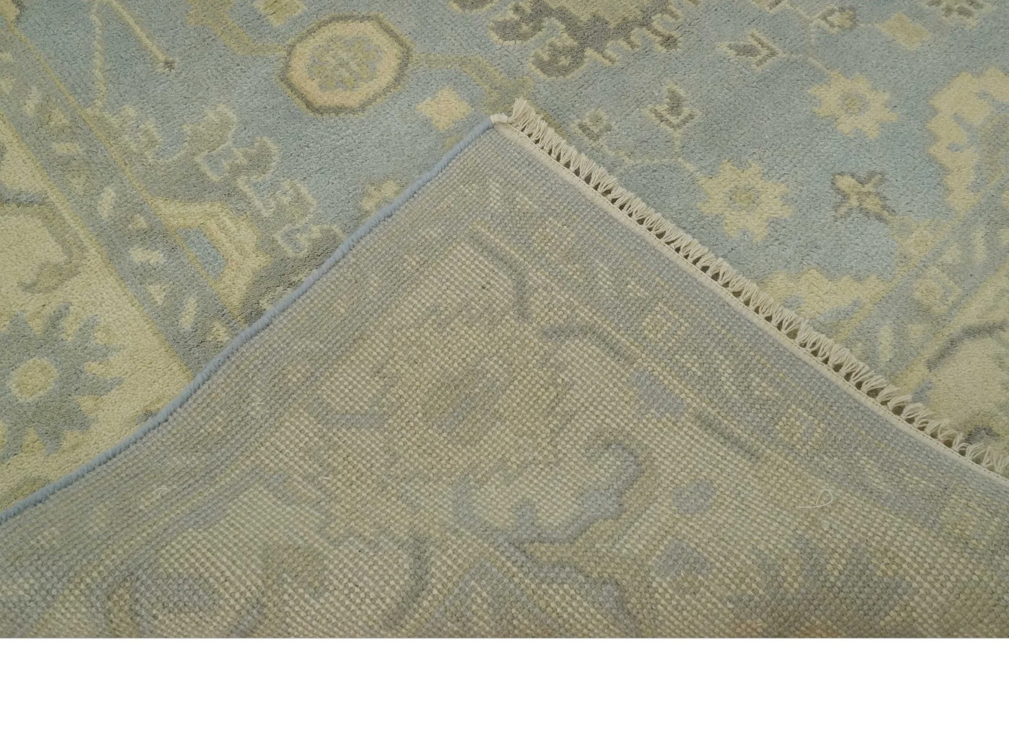 Vintage Style Hand Knotted Gray and Beige 6x9 Traditional Oriental Oushak wool rug - Image 7