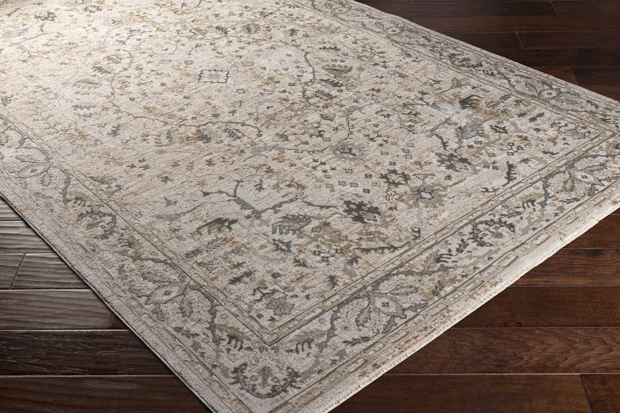 Gray And Beige Traditional Style medallion Rug - Image 16