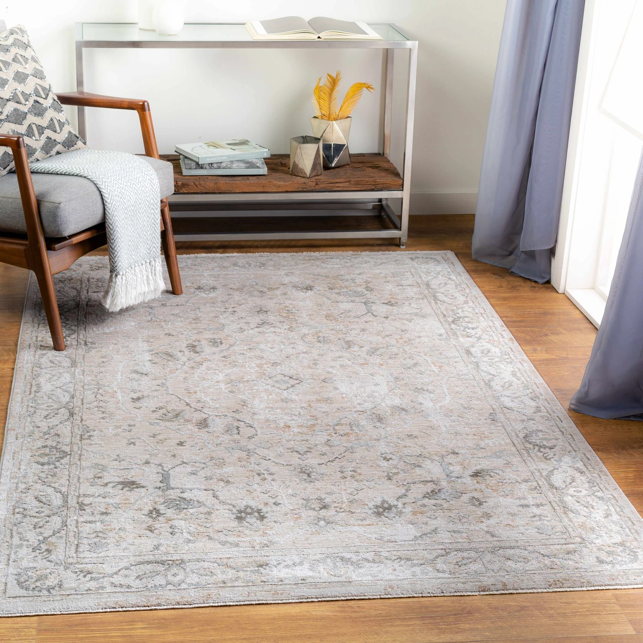 Gray And Beige Traditional Style medallion Rug - Image 17