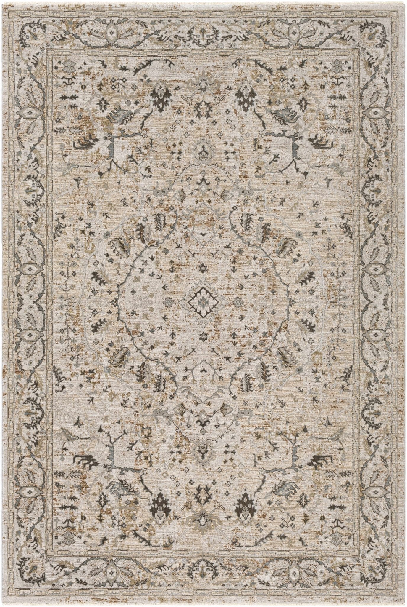 Gray And Beige Traditional Style medallion Rug - Image 19