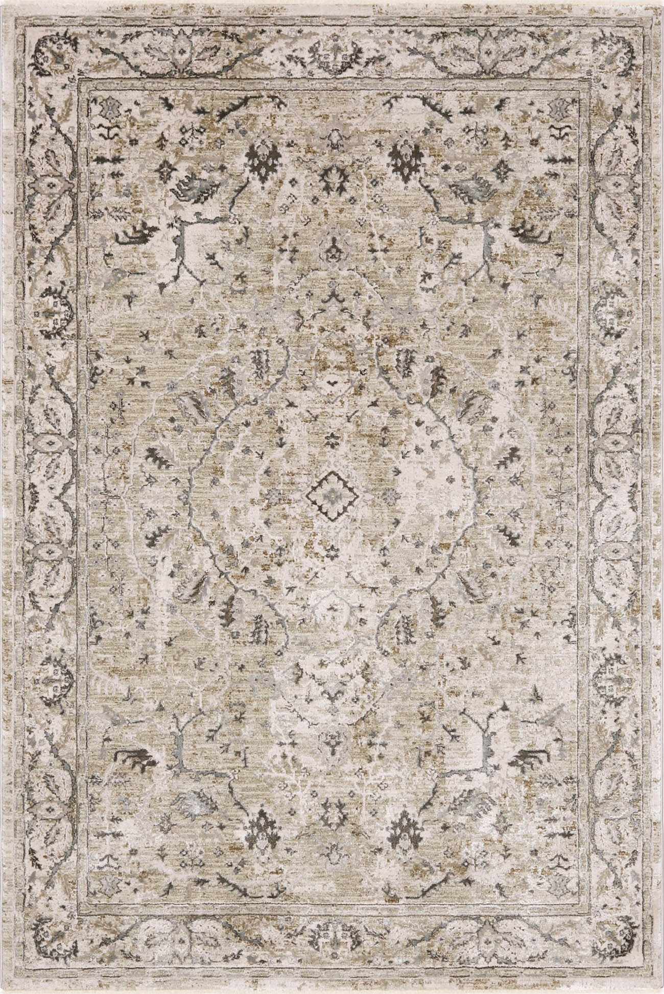 Gray And Beige Traditional Style medallion Rug - Image 24