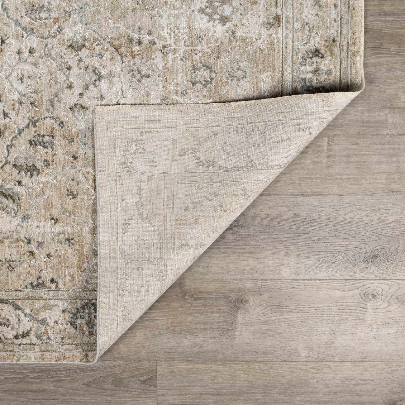 Gray And Beige Traditional Style medallion Rug - Image 6