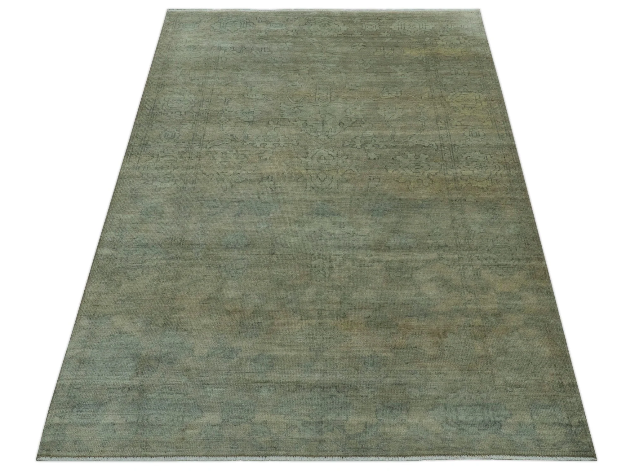 Gray And Beige Traditional Oushak Design 5.8x8.6 Hand Knotted Wool Area Rug - Image 10