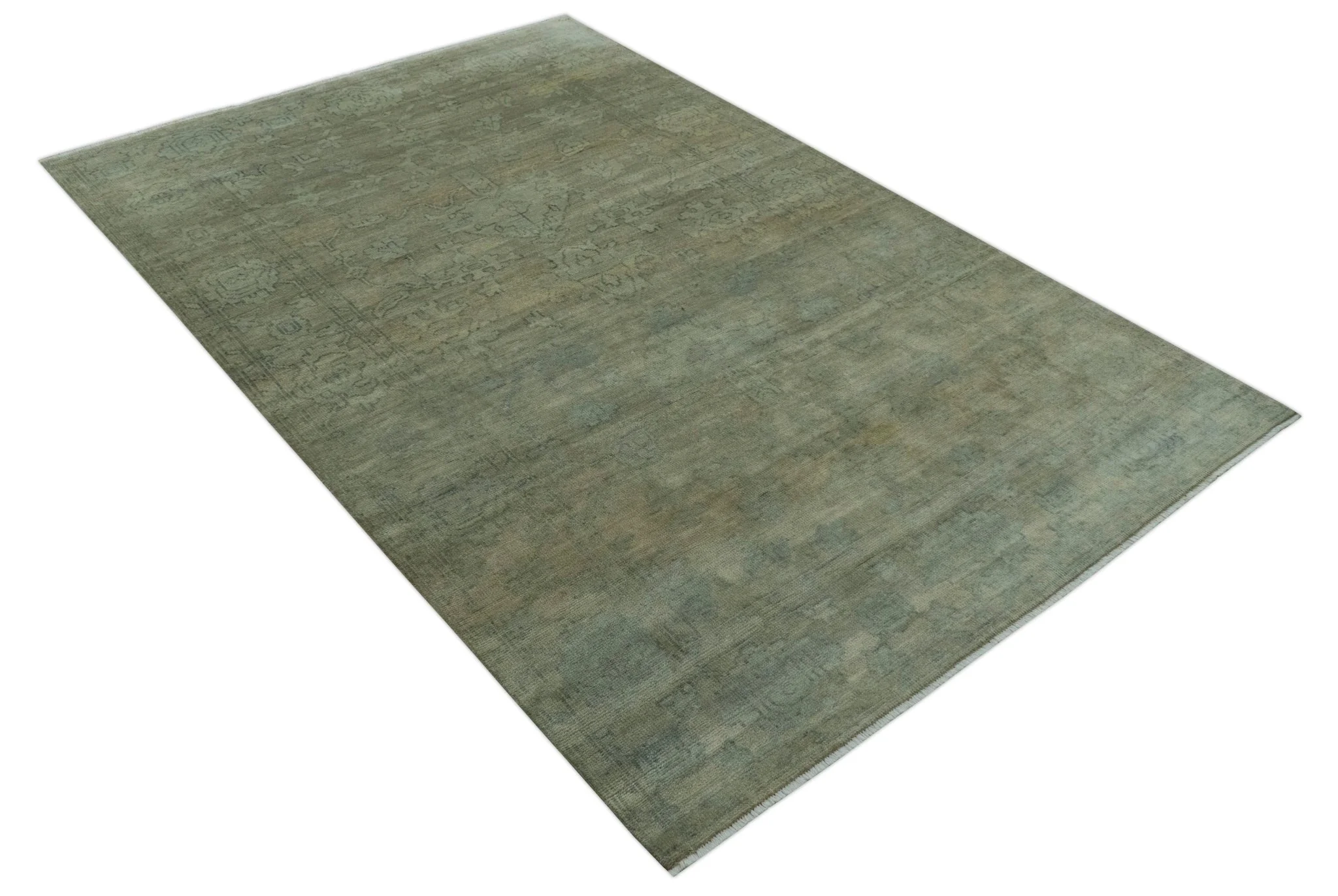 Gray And Beige Traditional Oushak Design 5.8x8.6 Hand Knotted Wool Area Rug - Image 11