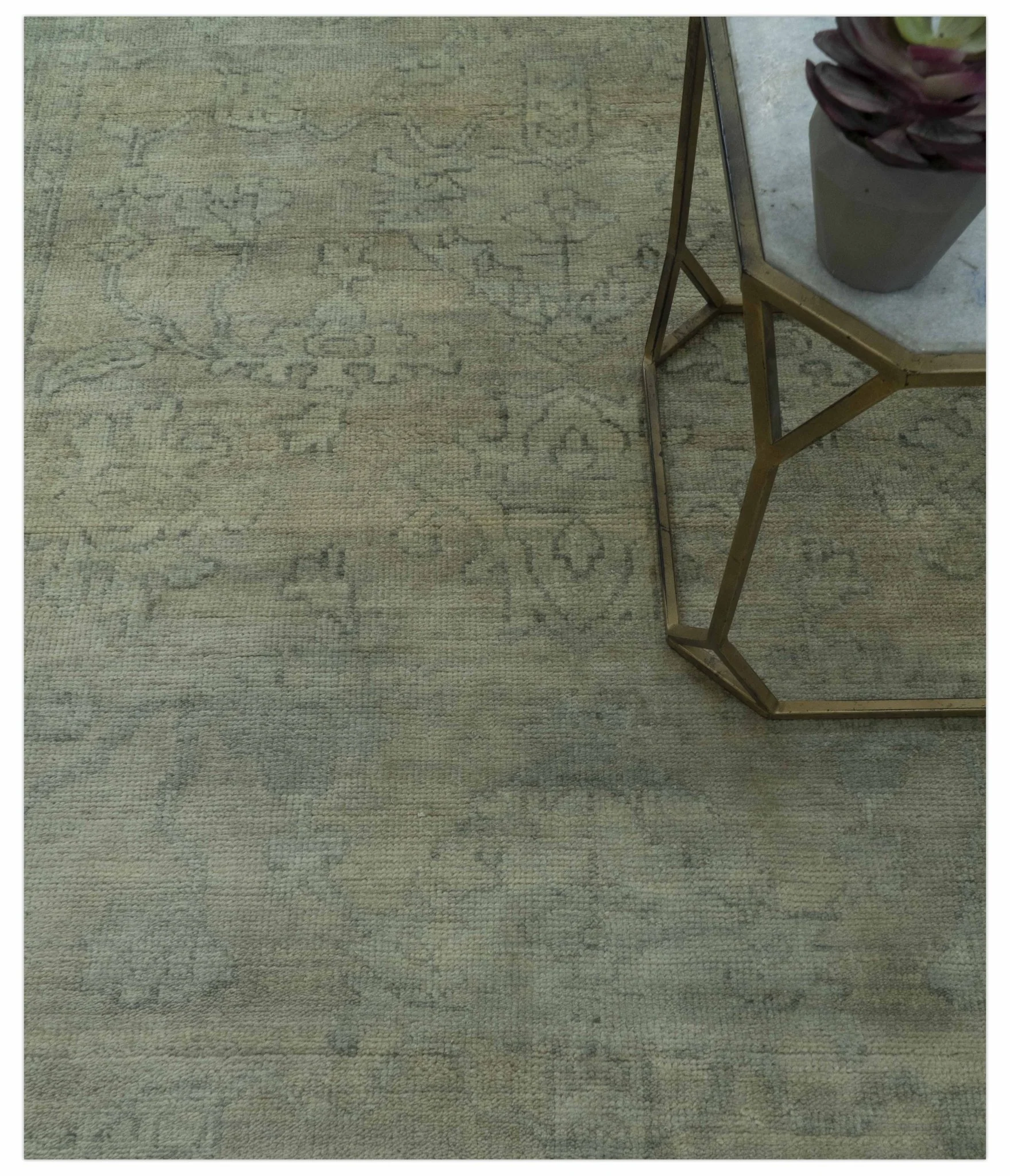 Gray And Beige Traditional Oushak Design 5.8x8.6 Hand Knotted Wool Area Rug - Image 8