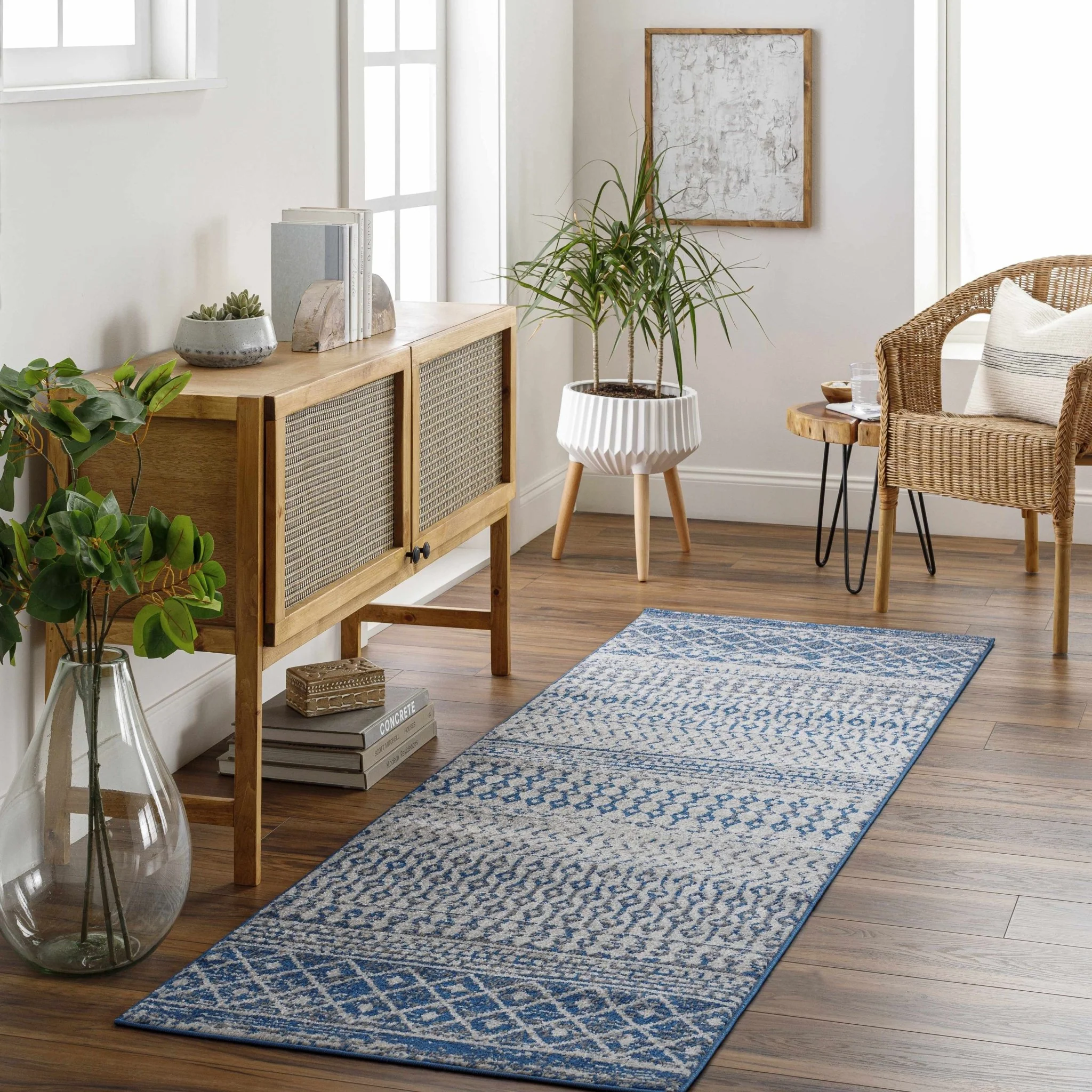 Greeley Gray And Blue Bohemian Style Area Rug - Image 3
