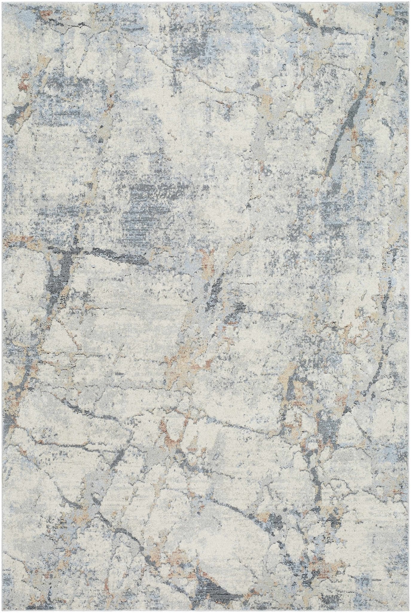 Gray And Blue Modern Abstract Design Machine Woven Rug - Image 2