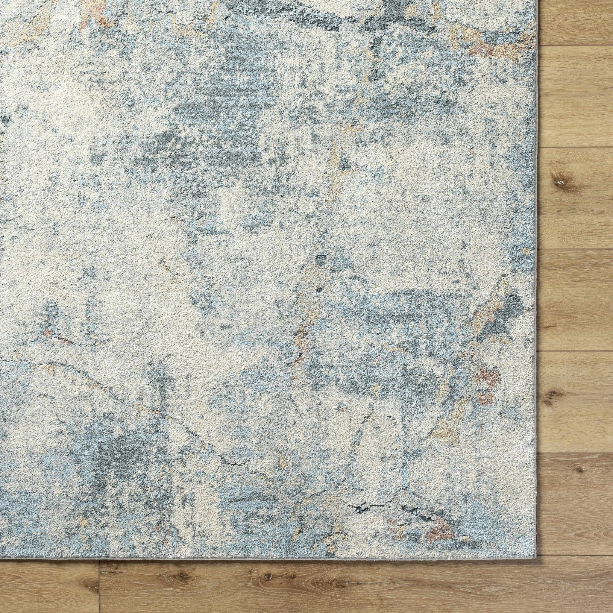 Gray And Blue Modern Abstract Design Machine Woven Rug - Image 6