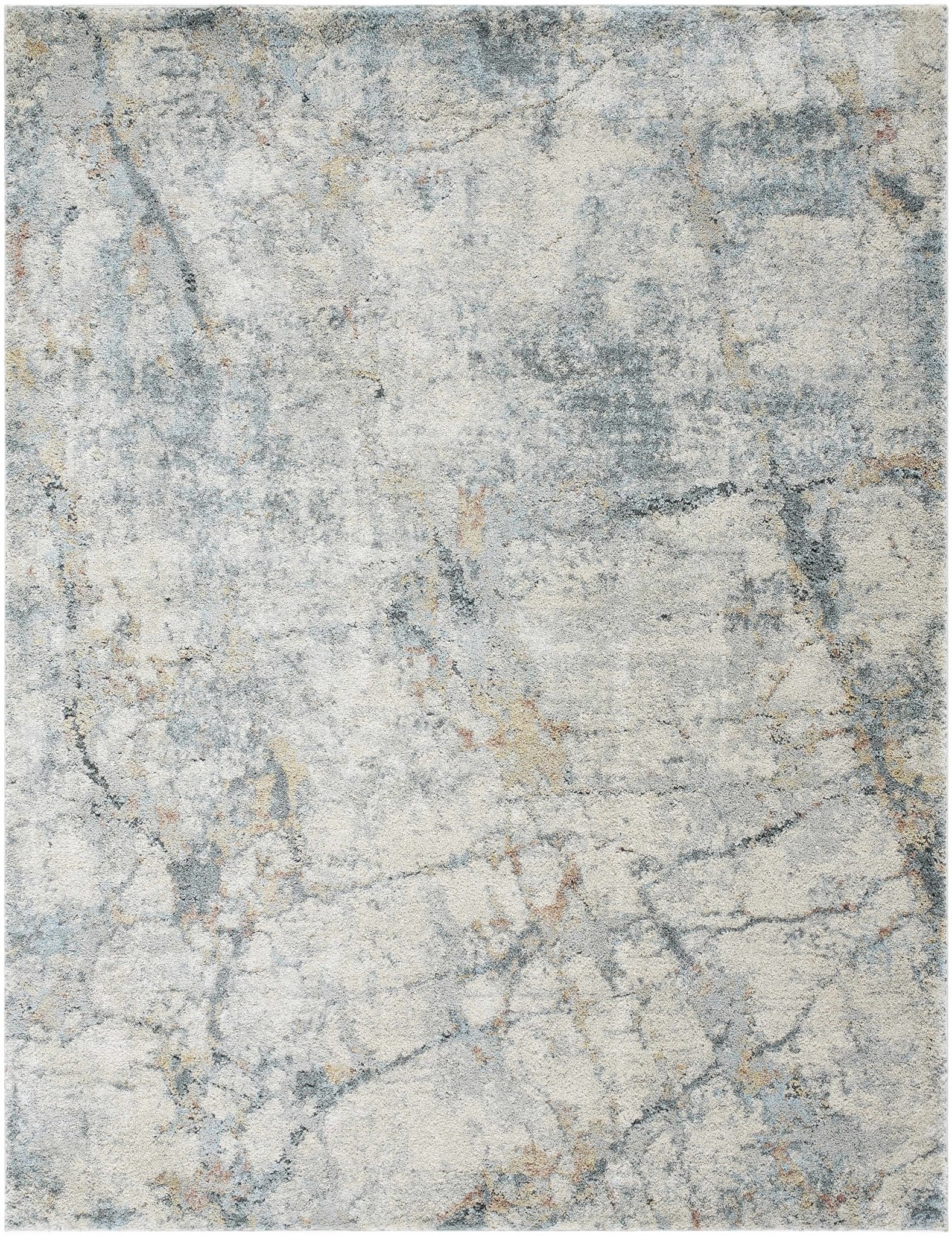 Gray And Blue Modern Abstract Design Machine Woven Rug - Image 8