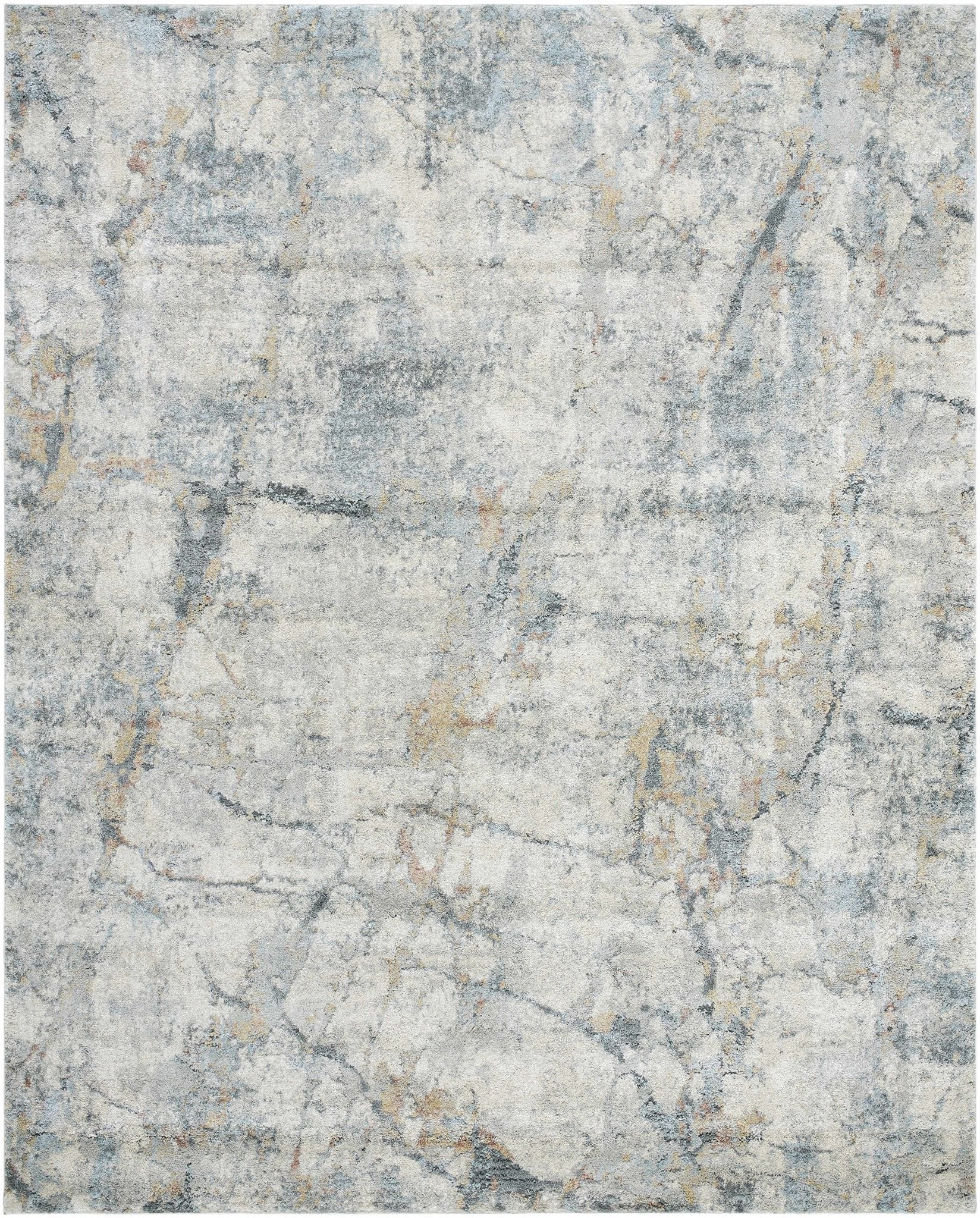 Gray And Blue Modern Abstract Design Machine Woven Rug - Image 9
