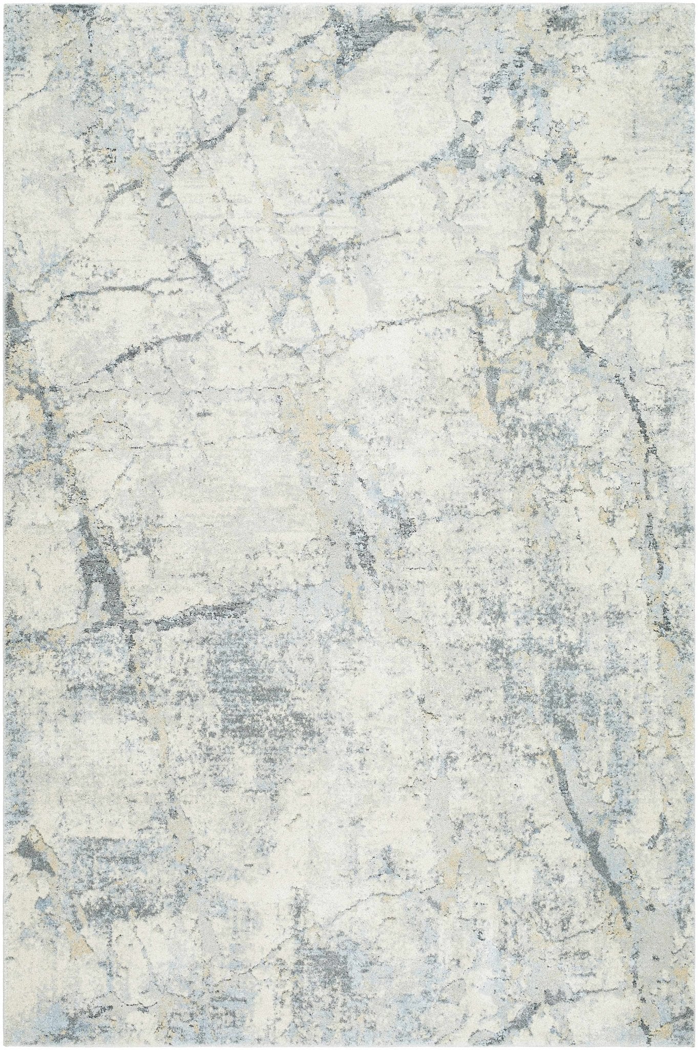 Gray And Blue Modern Abstract Design Machine Woven Rug - Image 2