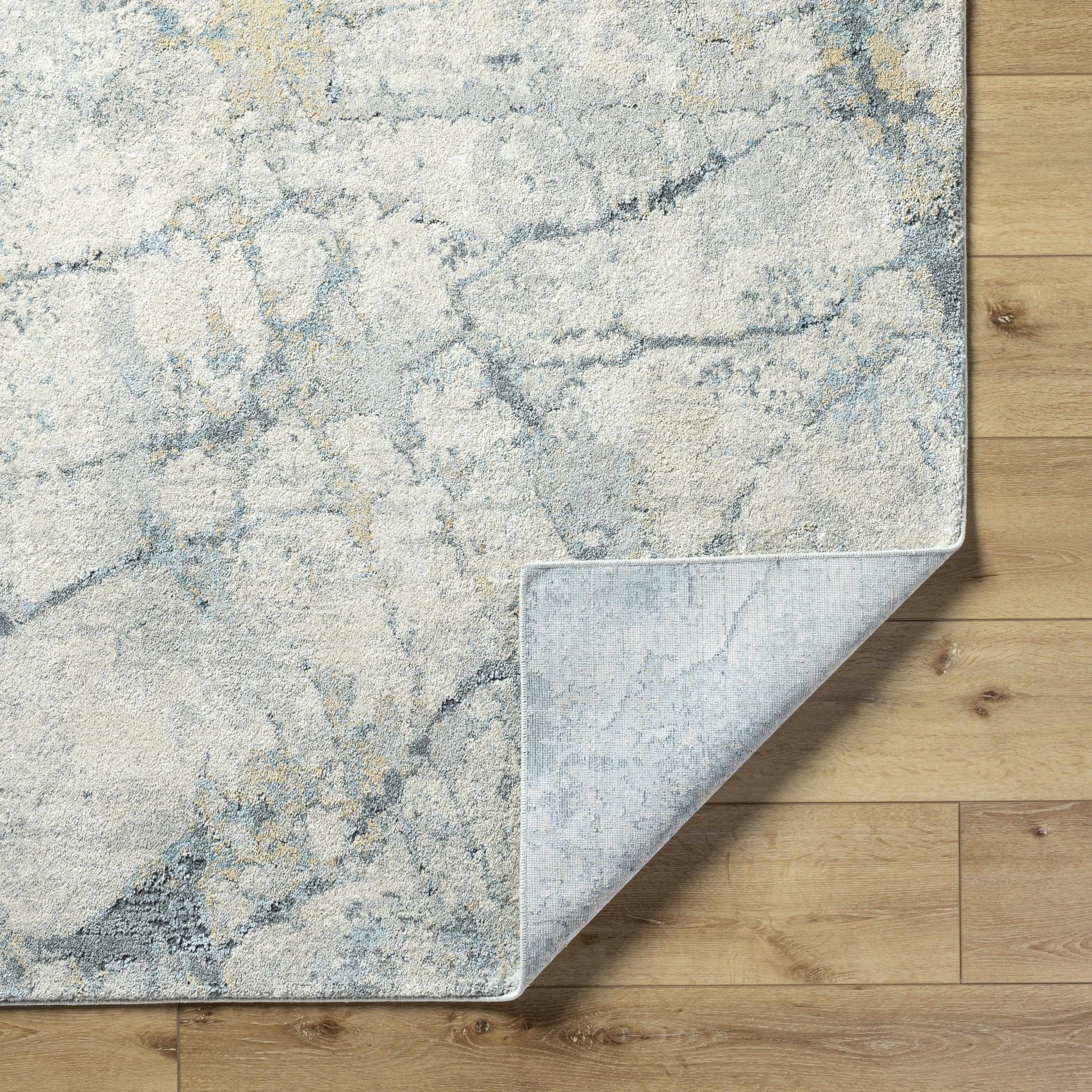 Gray And Blue Modern Abstract Design Machine Woven Rug - Image 5
