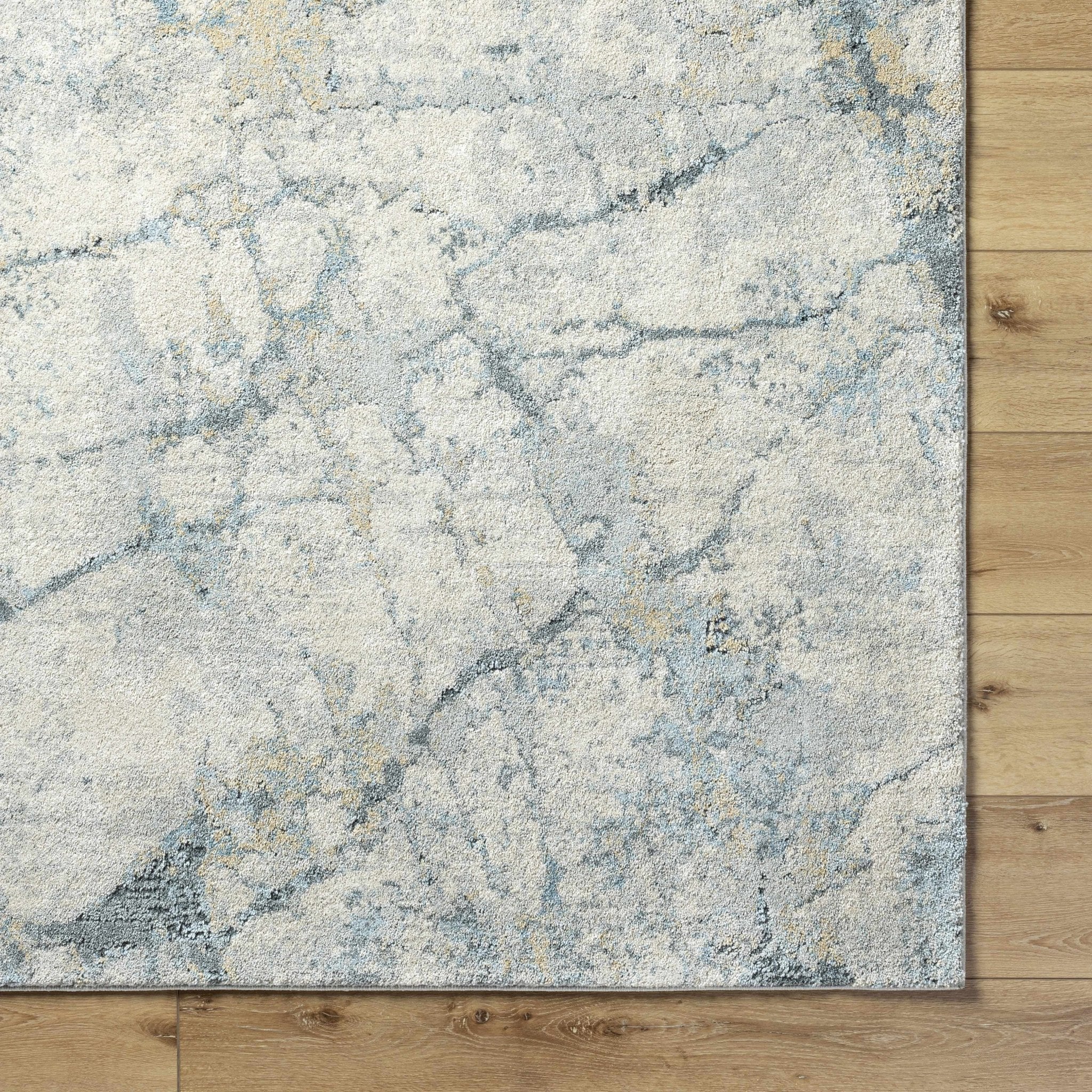 Gray And Blue Modern Abstract Design Machine Woven Rug - Image 6