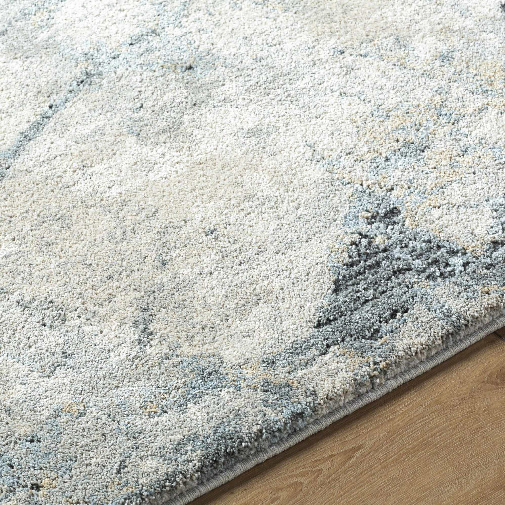 Gray And Blue Modern Abstract Design Machine Woven Rug - Image 7