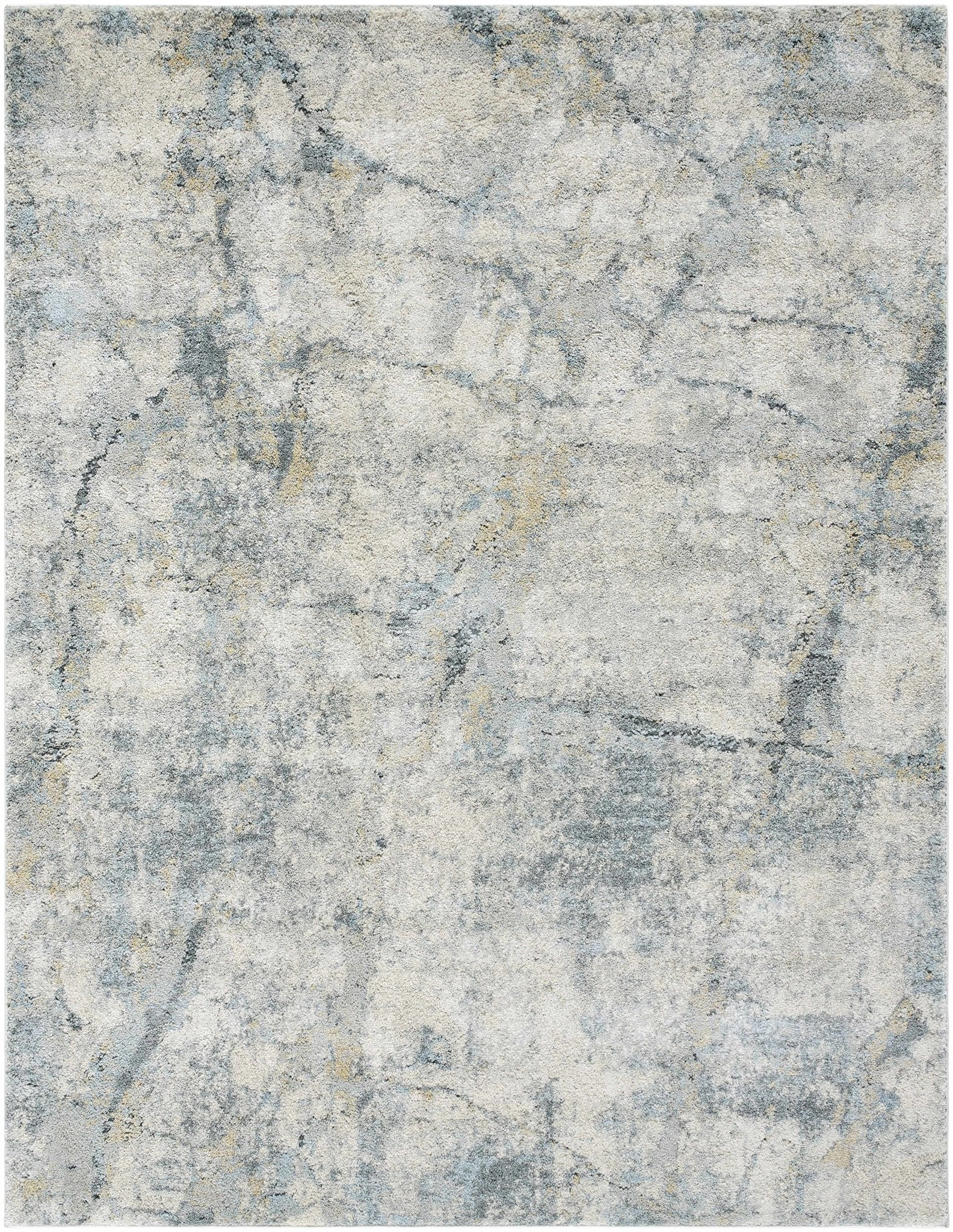 Gray And Blue Modern Abstract Design Machine Woven Rug - Image 8
