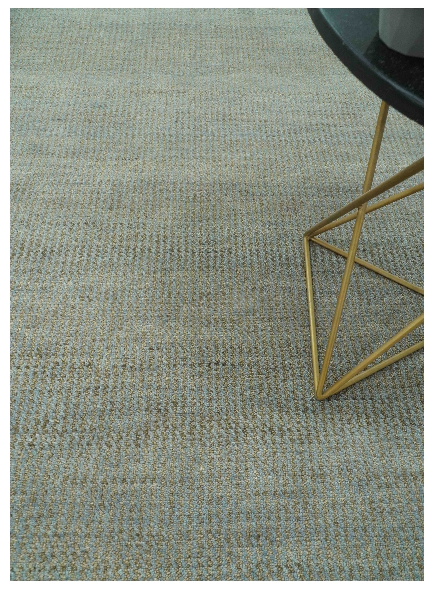 Custom Made Contemporary Blue and Brown Hand Knotted wool Area Rug - Image 2