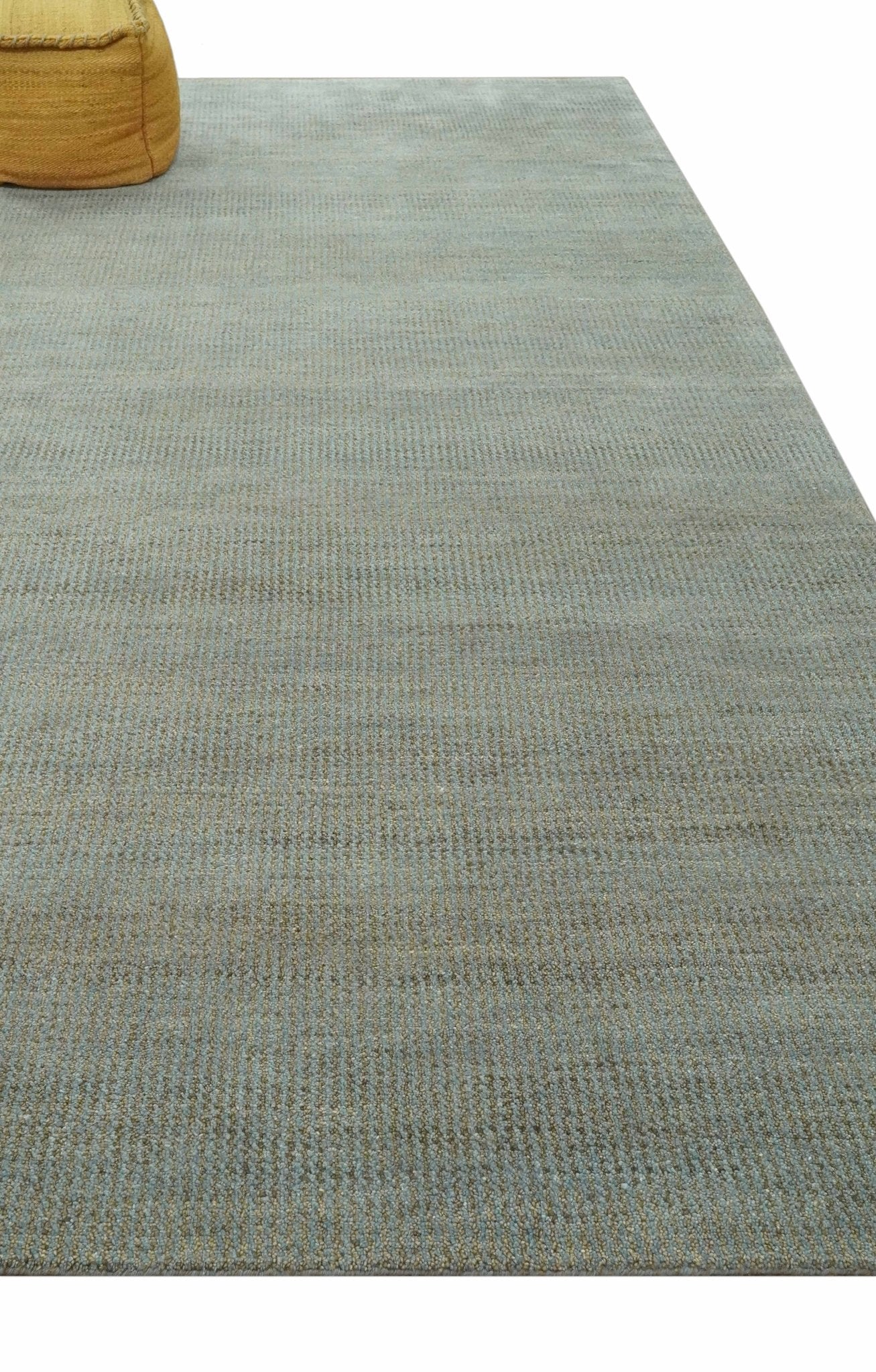 Custom Made Contemporary Blue and Brown Hand Knotted wool Area Rug - Image 3