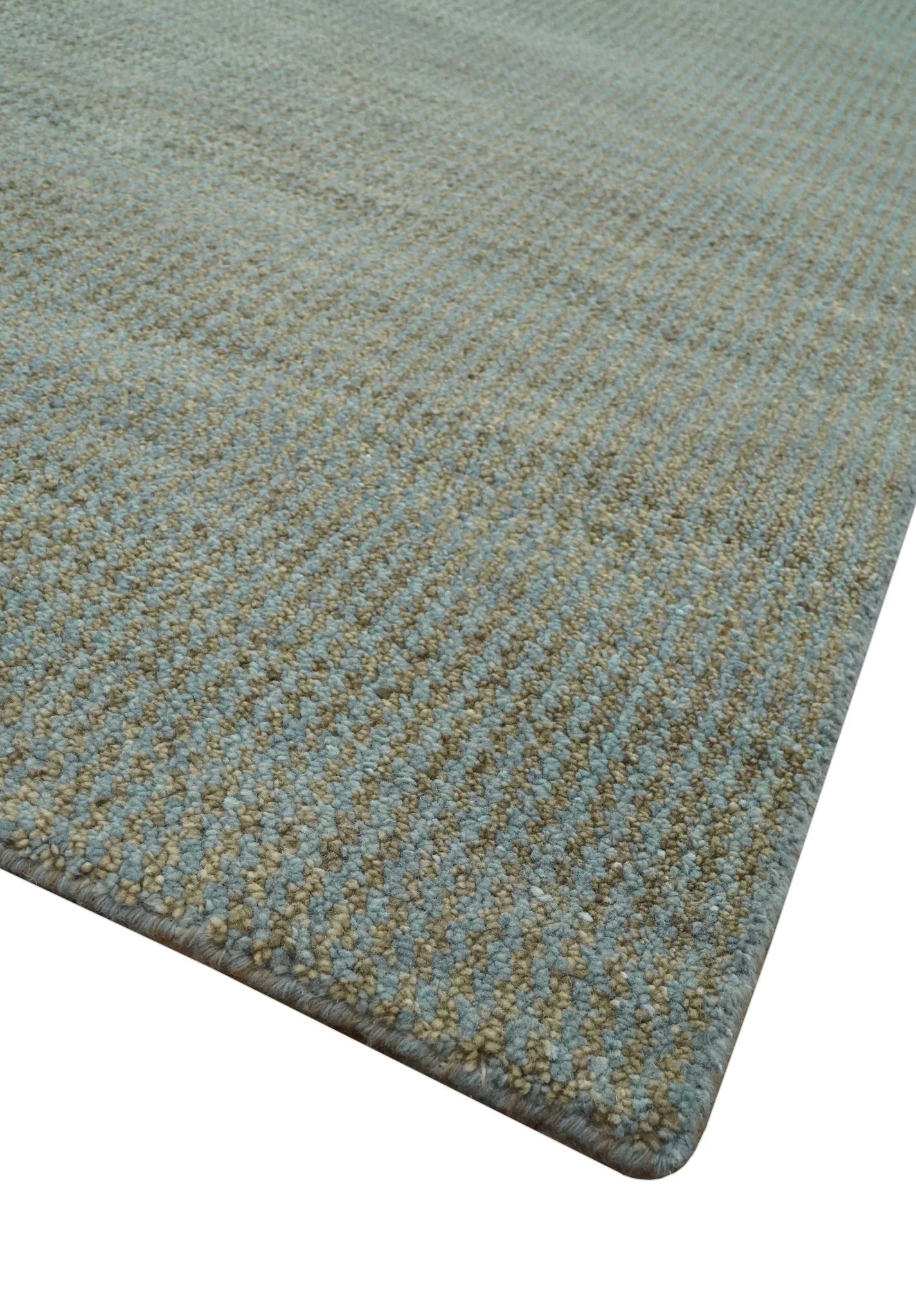 Custom Made Contemporary Blue and Brown Hand Knotted wool Area Rug - Image 5