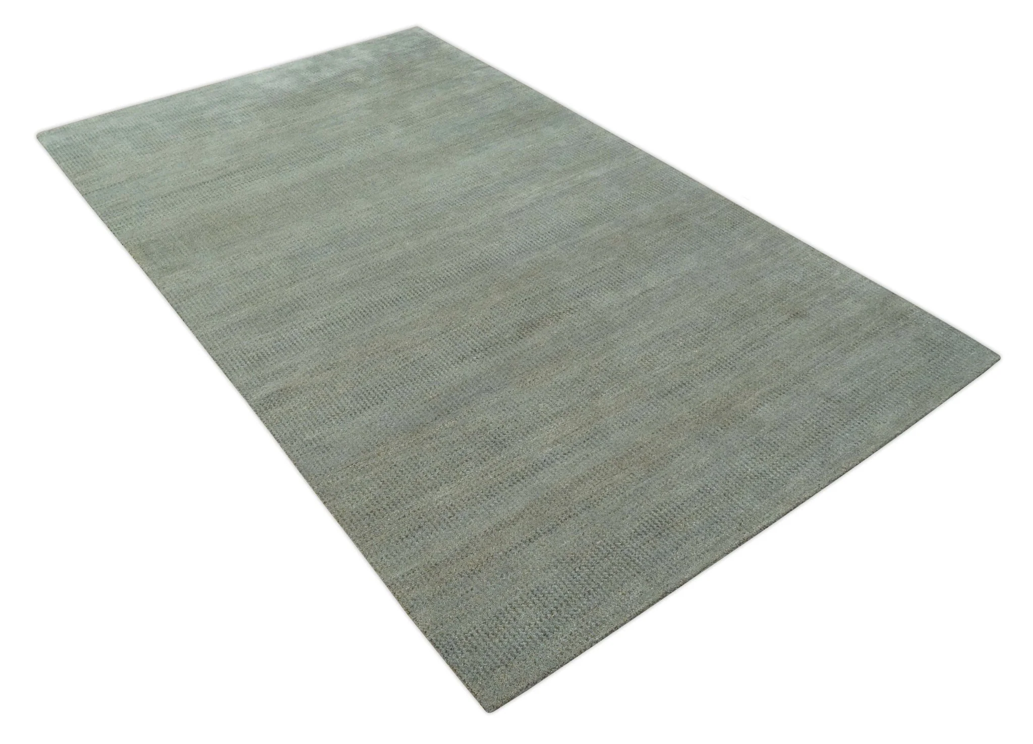 Custom Made Contemporary Blue and Brown Hand Knotted wool Area Rug - Image 9