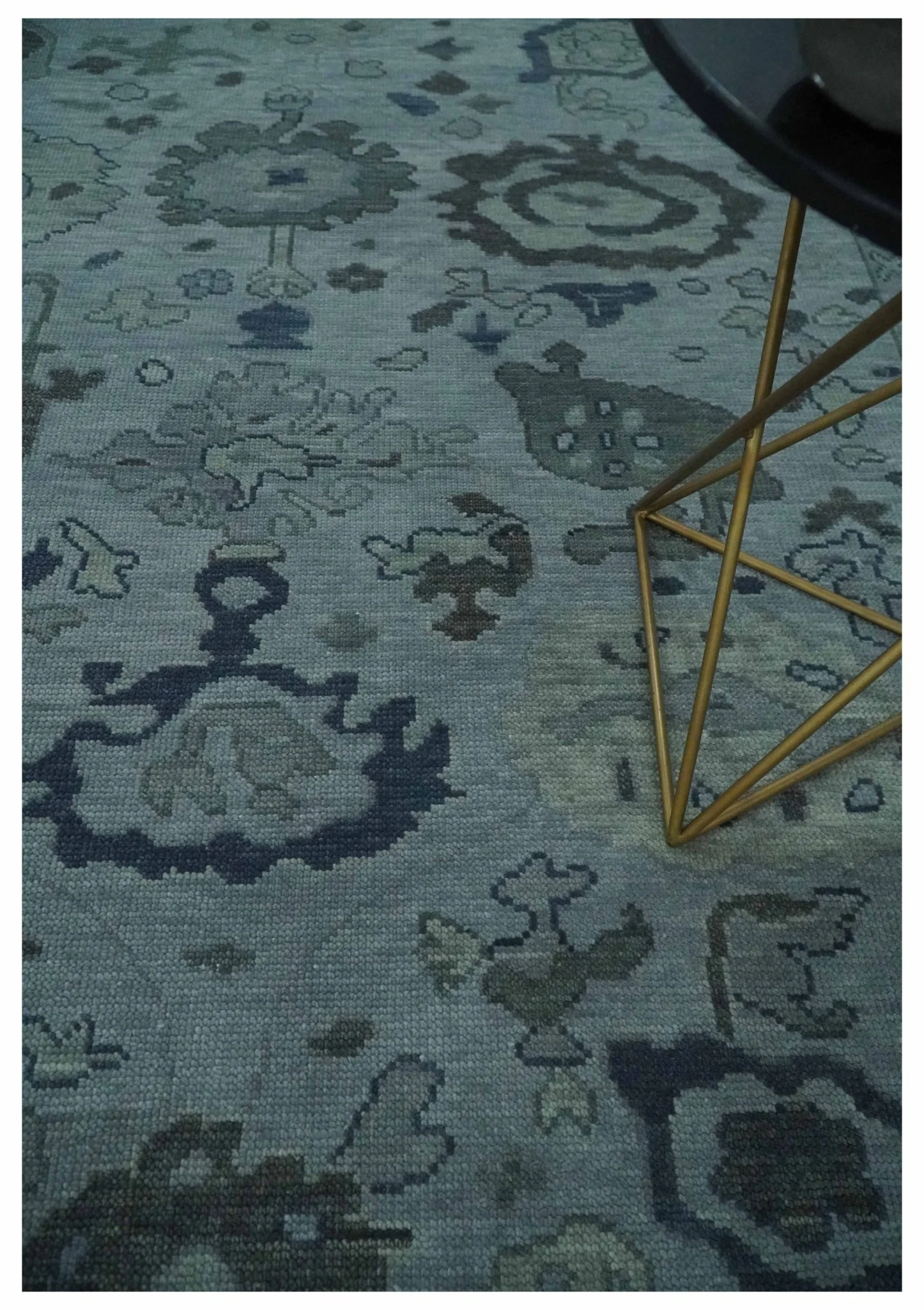 Gray and Charcoal Antique look Hand knotted Traditional Oushak wool Area Rug - Image 2