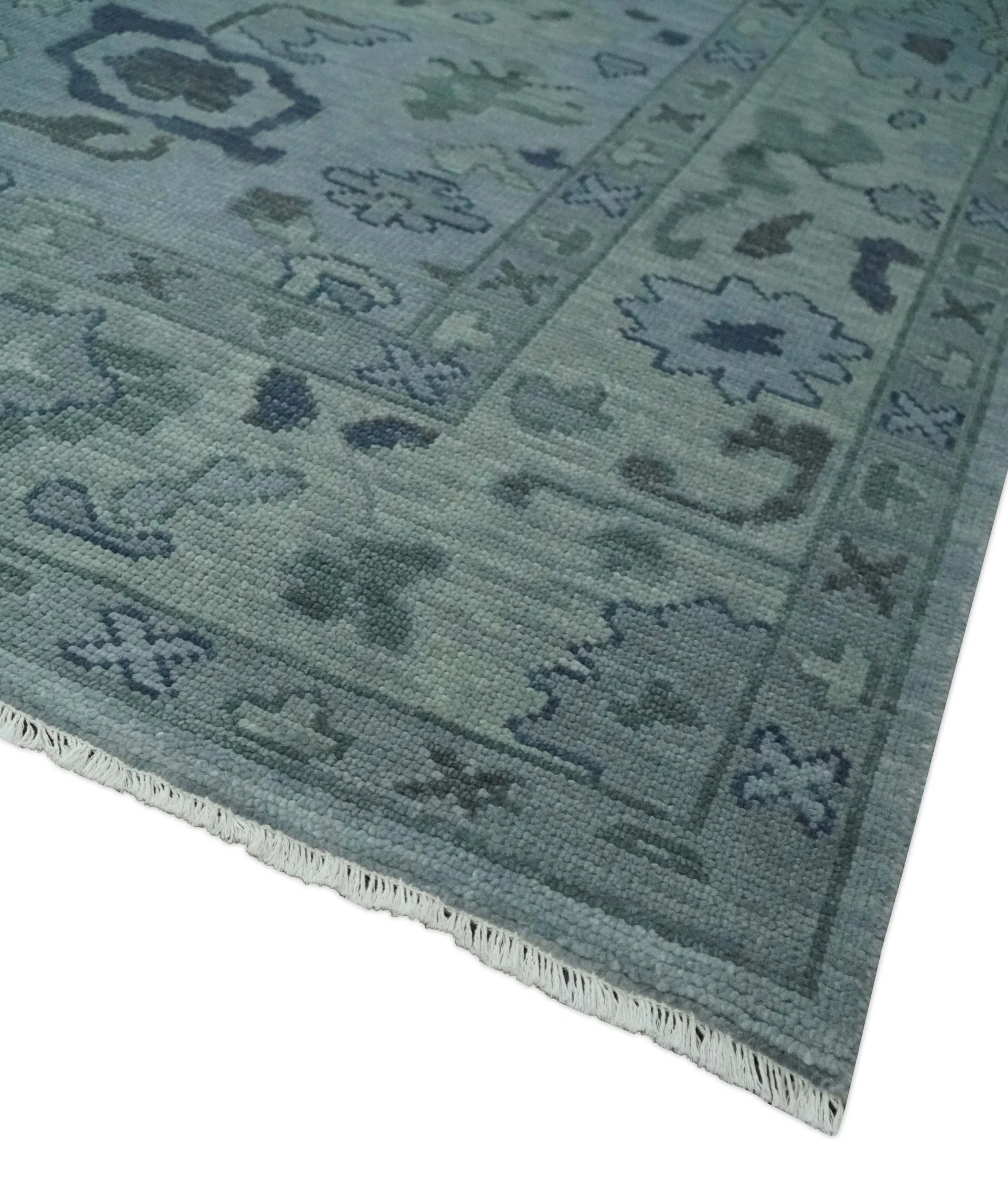Gray and Charcoal Antique look Hand knotted Traditional Oushak wool Area Rug - Image 5