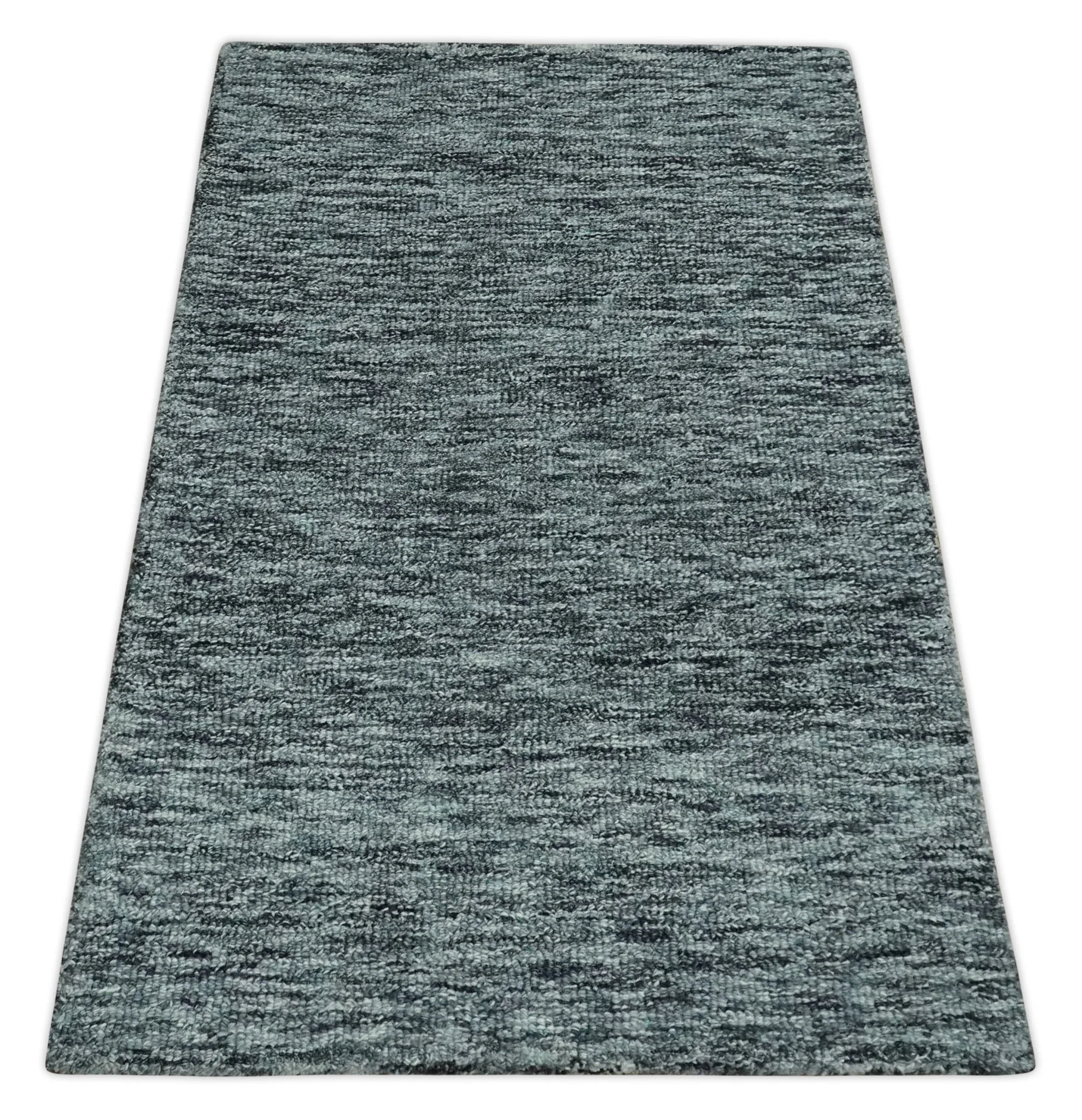 Gray and Charcoal Solid Shaded Hand Tufted Natural Multi Size Wool Area Rug - Image 9