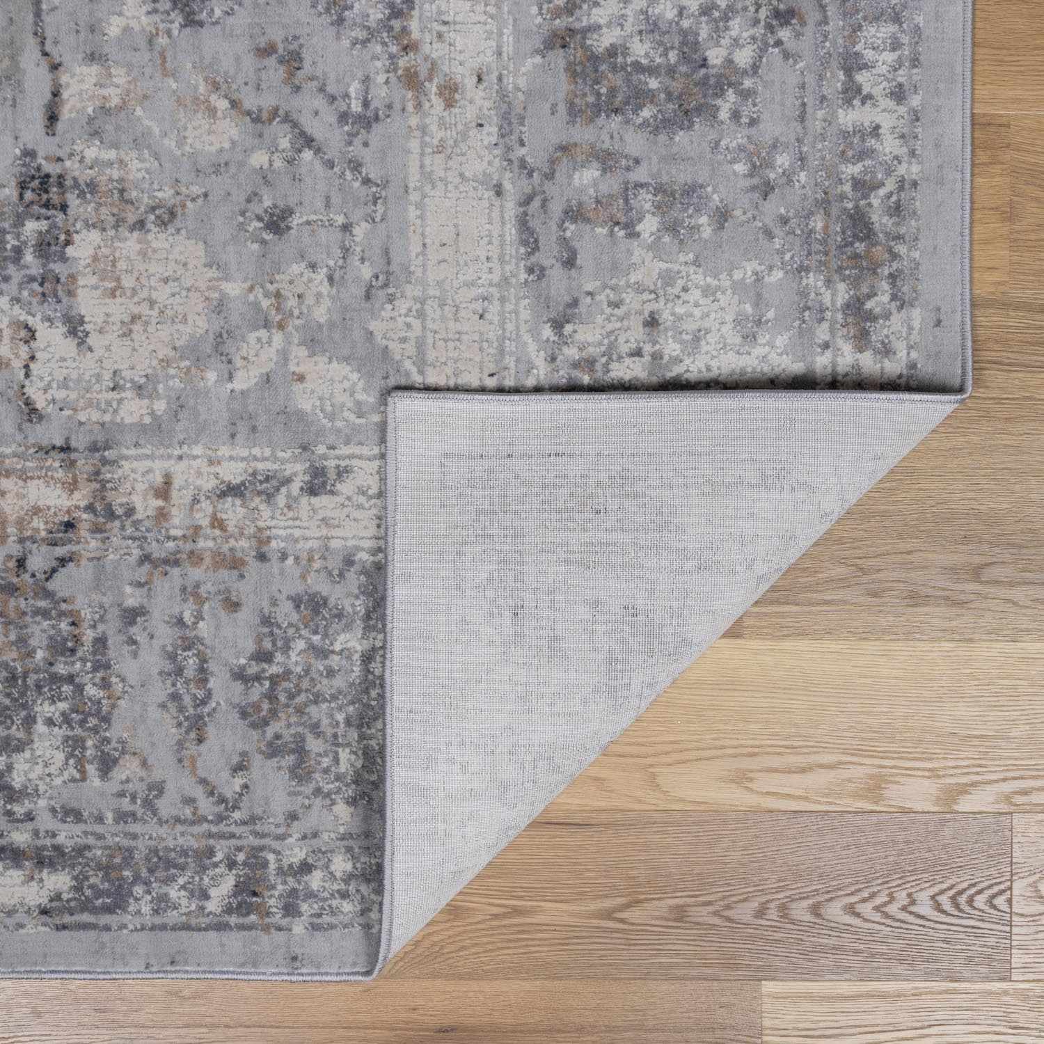 Gray And Charcoal Traditional Style Machine Woven Rug - Image 4
