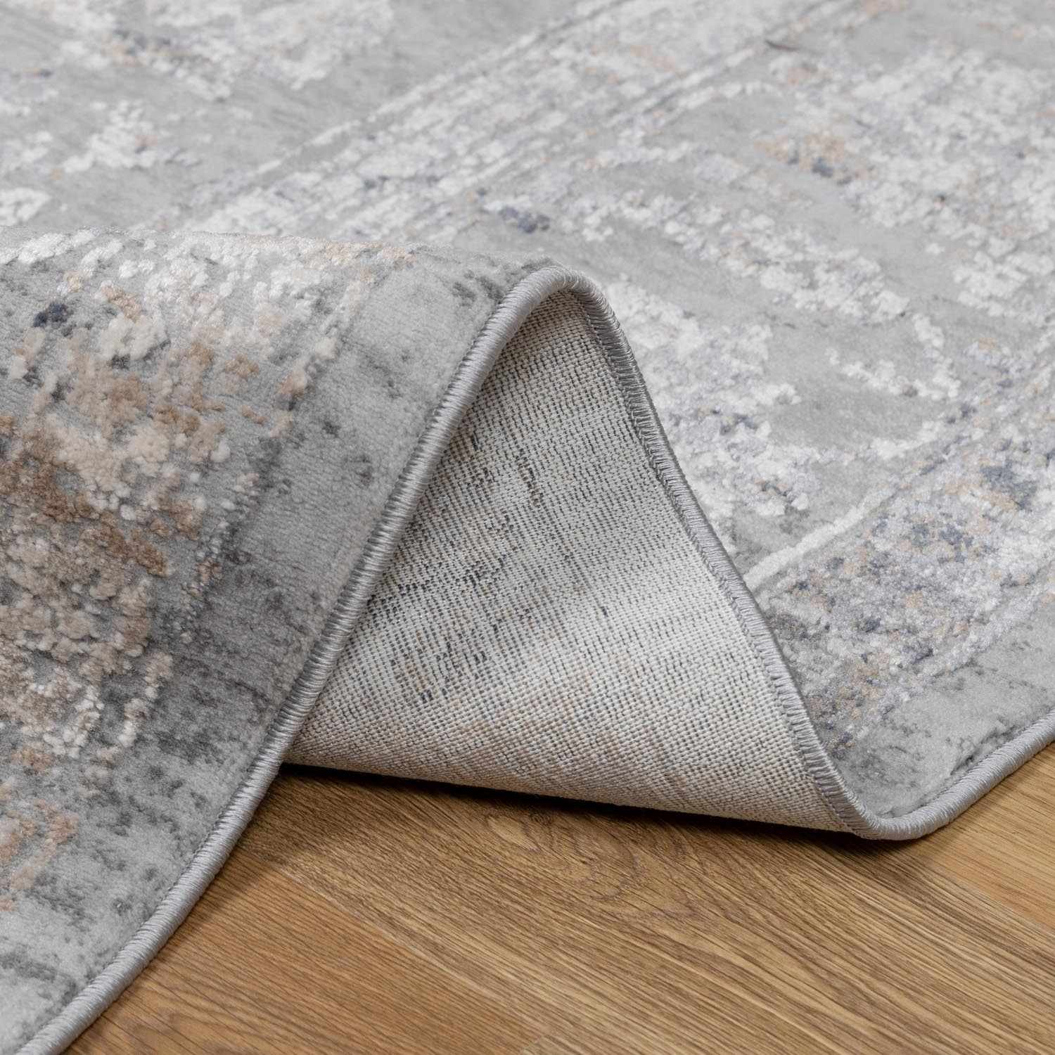 Gray And Charcoal Traditional Style Machine Woven Rug - Image 5