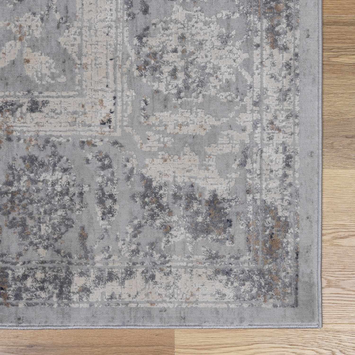 Gray And Charcoal Traditional Style Machine Woven Rug - Image 6